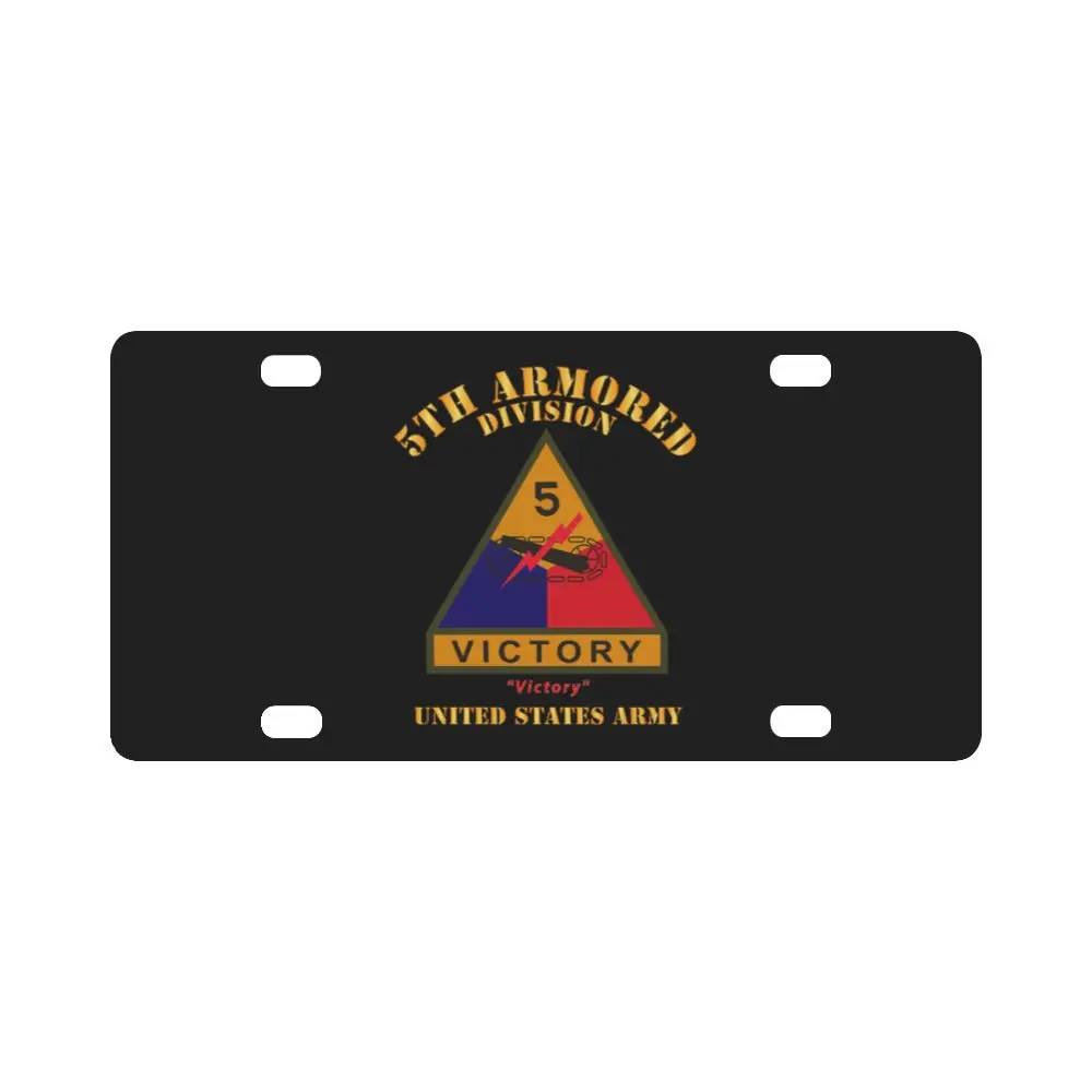 Army - Ssi - 5Th Armored Division W Name Tape - Victory - Us Army X 300 Classic License Plate 1