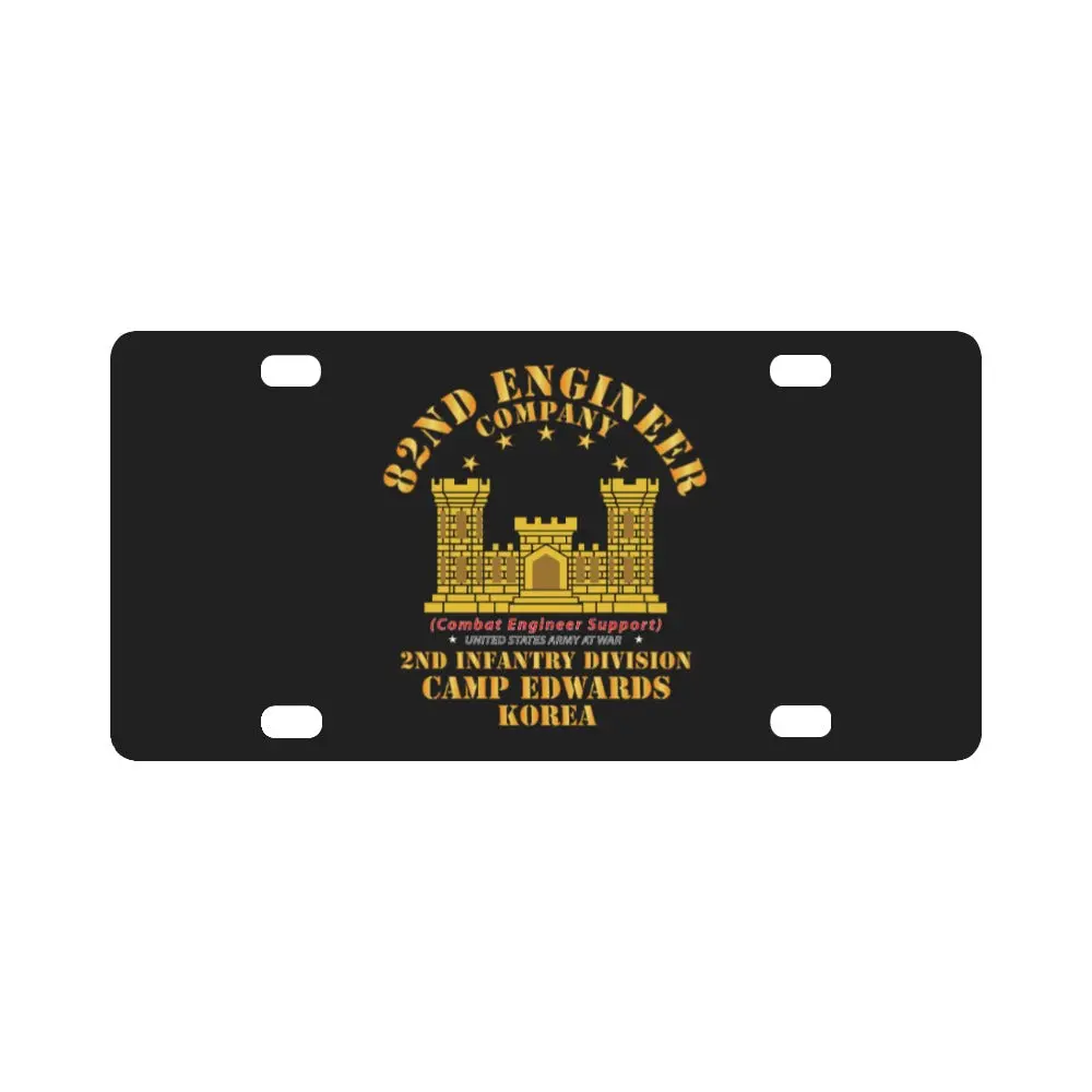 Army - 82Nd Engineer Company - Camp Edwards - Korea Classic License Plate 1