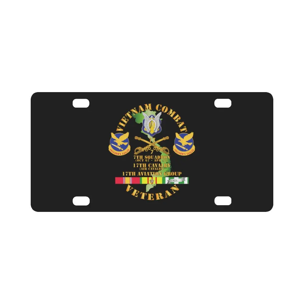 Army - Vietnam Combat Cavalry Vet W 7Th Squadron - 17Th Air Cav - 17Th Aviation Group Dui W Svc Classic License Plate 1