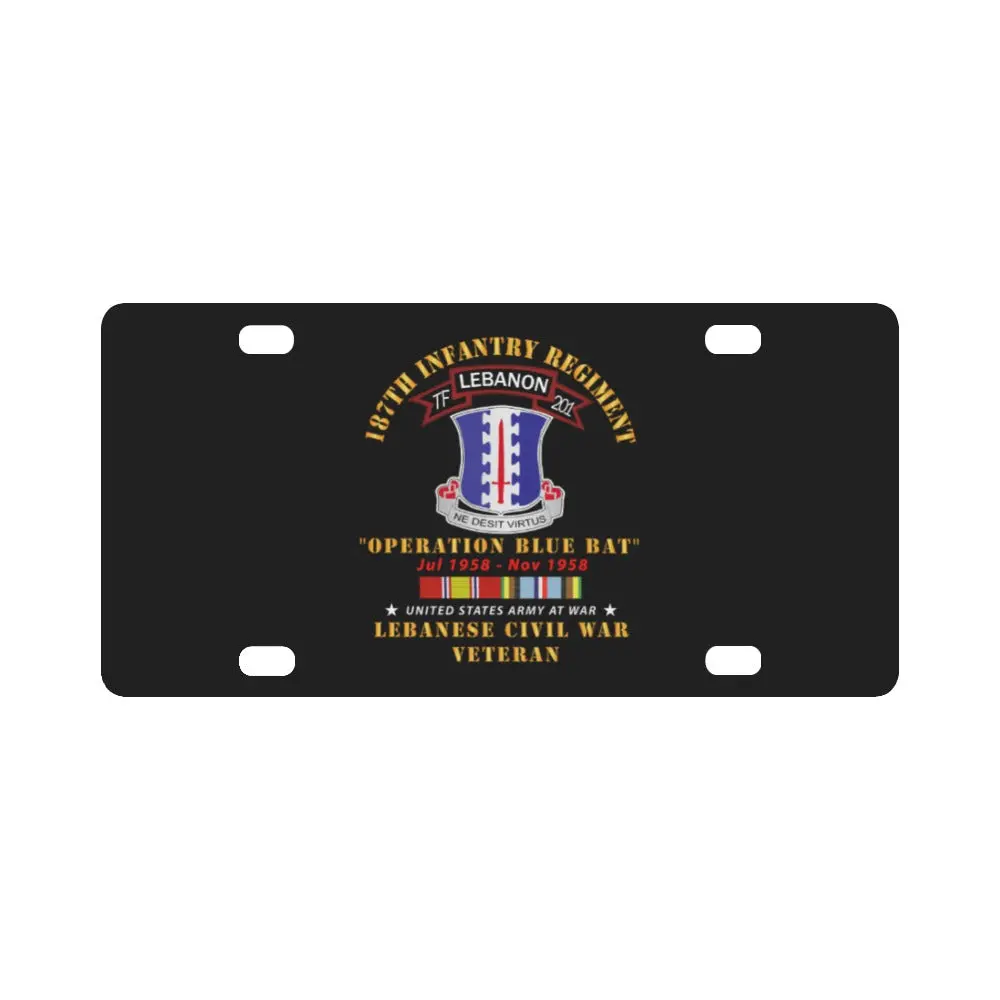 Army - 187Th Infantry Regiment - Tf 201 - Lebanon Civil War W Afem Svc Classic License Plate 1