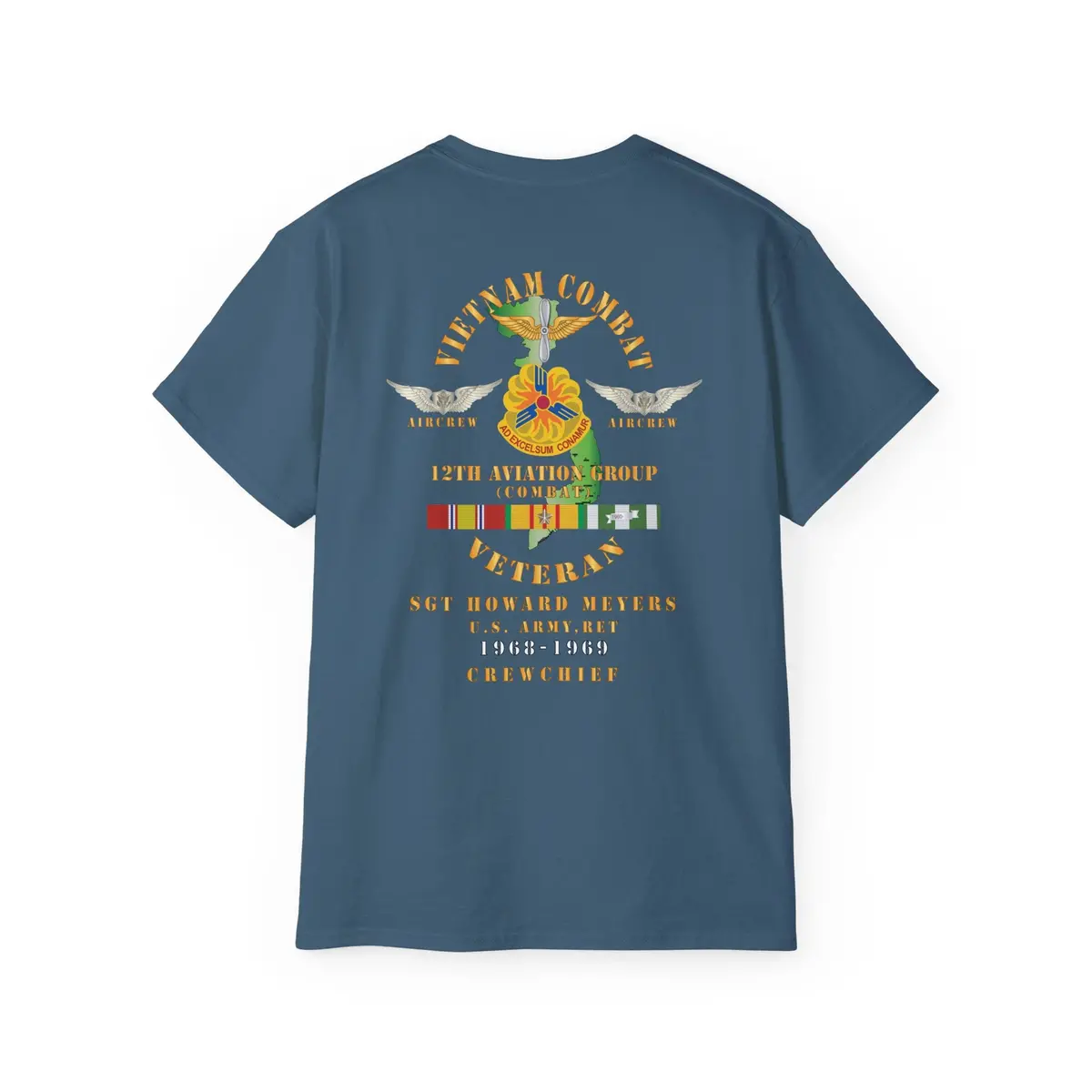 Unisex Ultra Cotton Tee - Vietnam Combat Aviation Vet W Air Crew Badges - 12Th Aviation Group - Vietnam - Ssi - Sgt Howard Meyers - 1968-1969 Svc X 300 38
