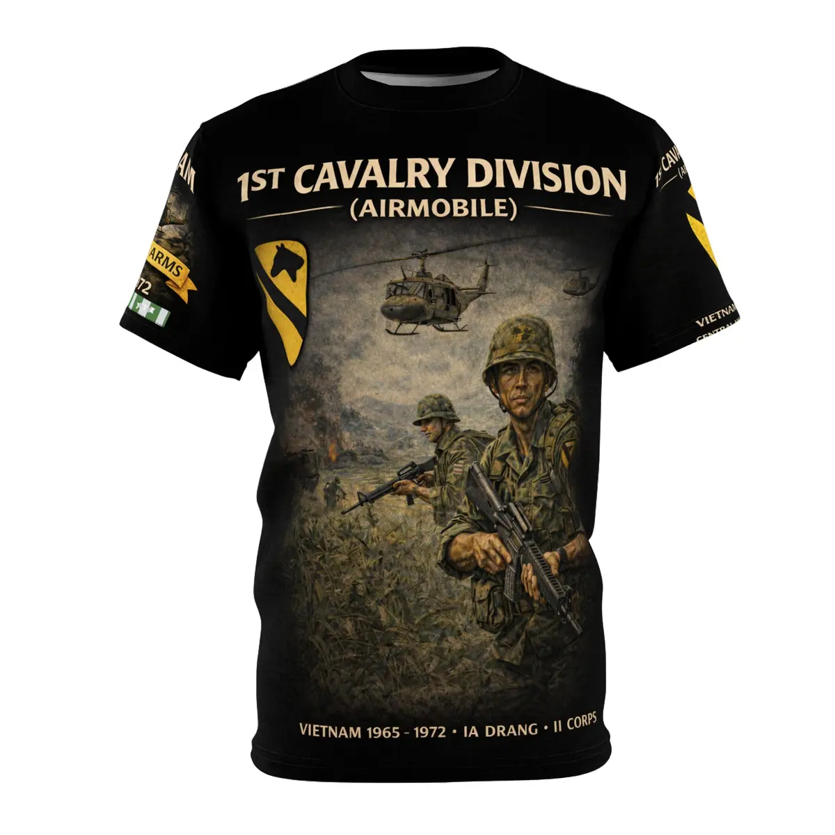 1St Cavalry Division - Airmobile,  All-Over Print Tee -  Vietnam - 1965 - 1972 1