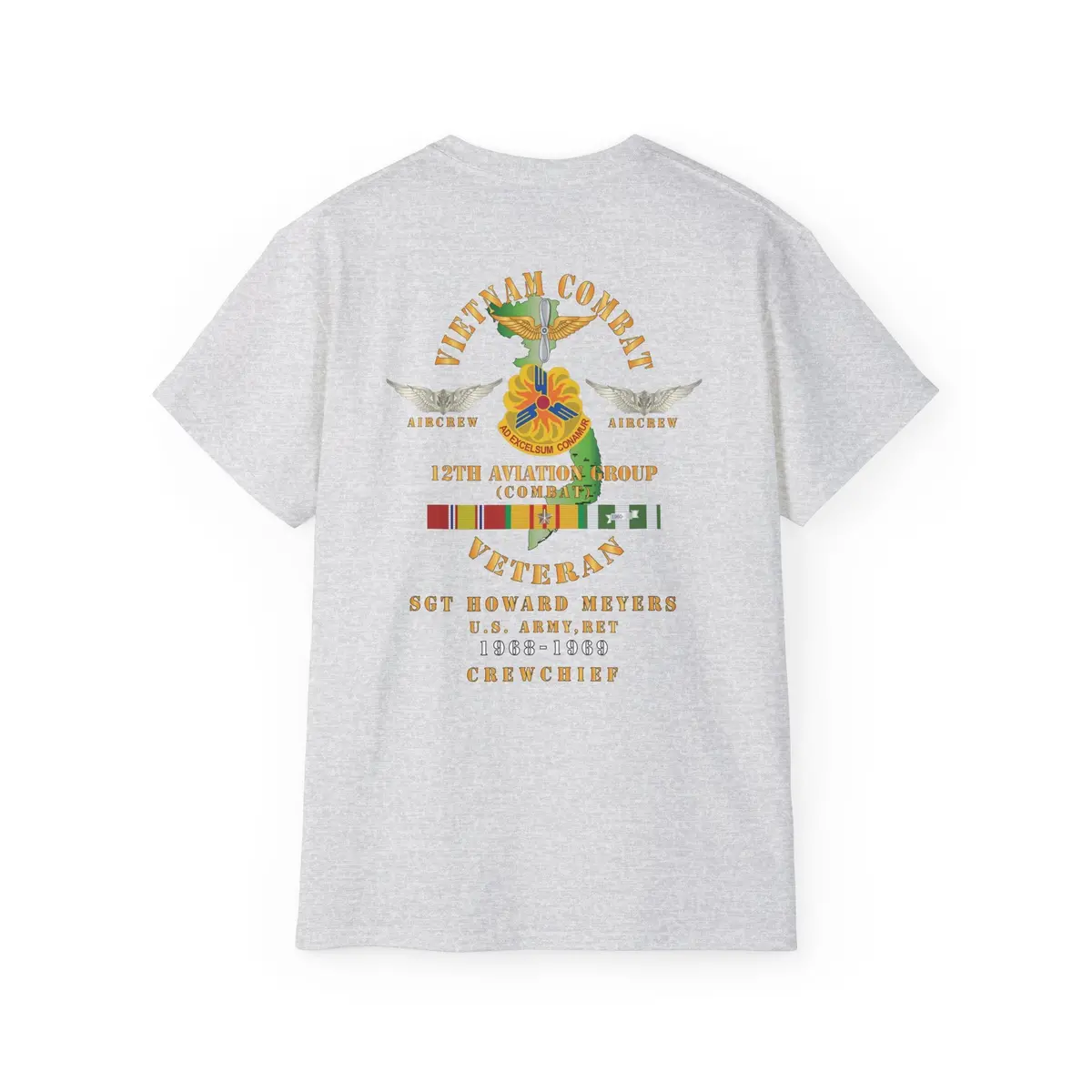 Unisex Ultra Cotton Tee - Vietnam Combat Aviation Vet W Air Crew Badges - 12Th Aviation Group - Vietnam - Ssi - Sgt Howard Meyers - 1968-1969 Svc X 300 20