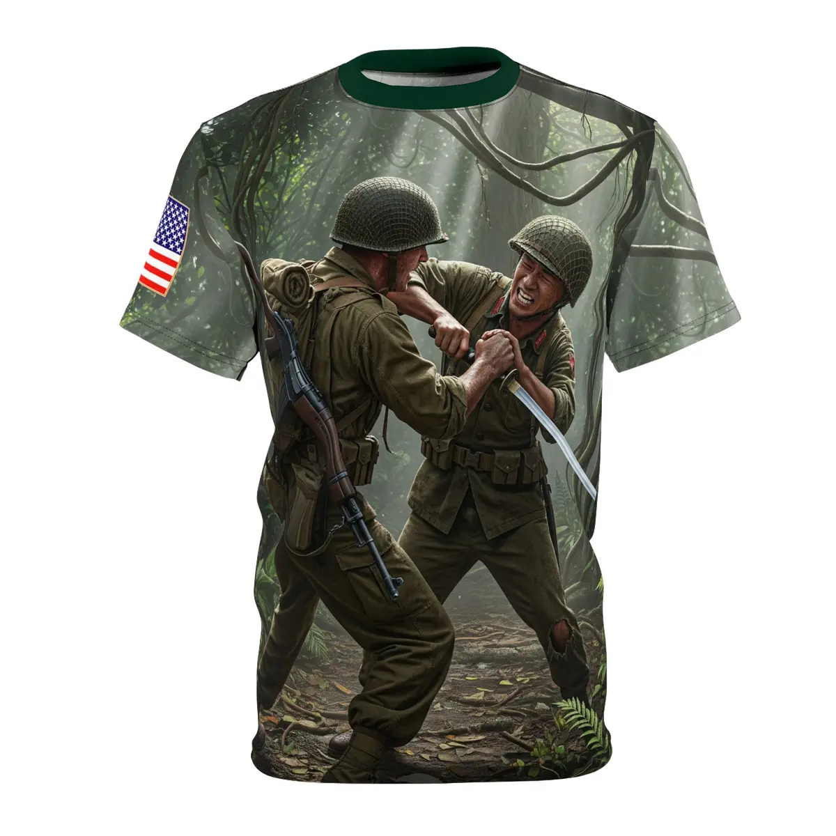 Aop - Wwii Us Soldier In Hand To Hand Jungle Fight With Japanese Soldier 1