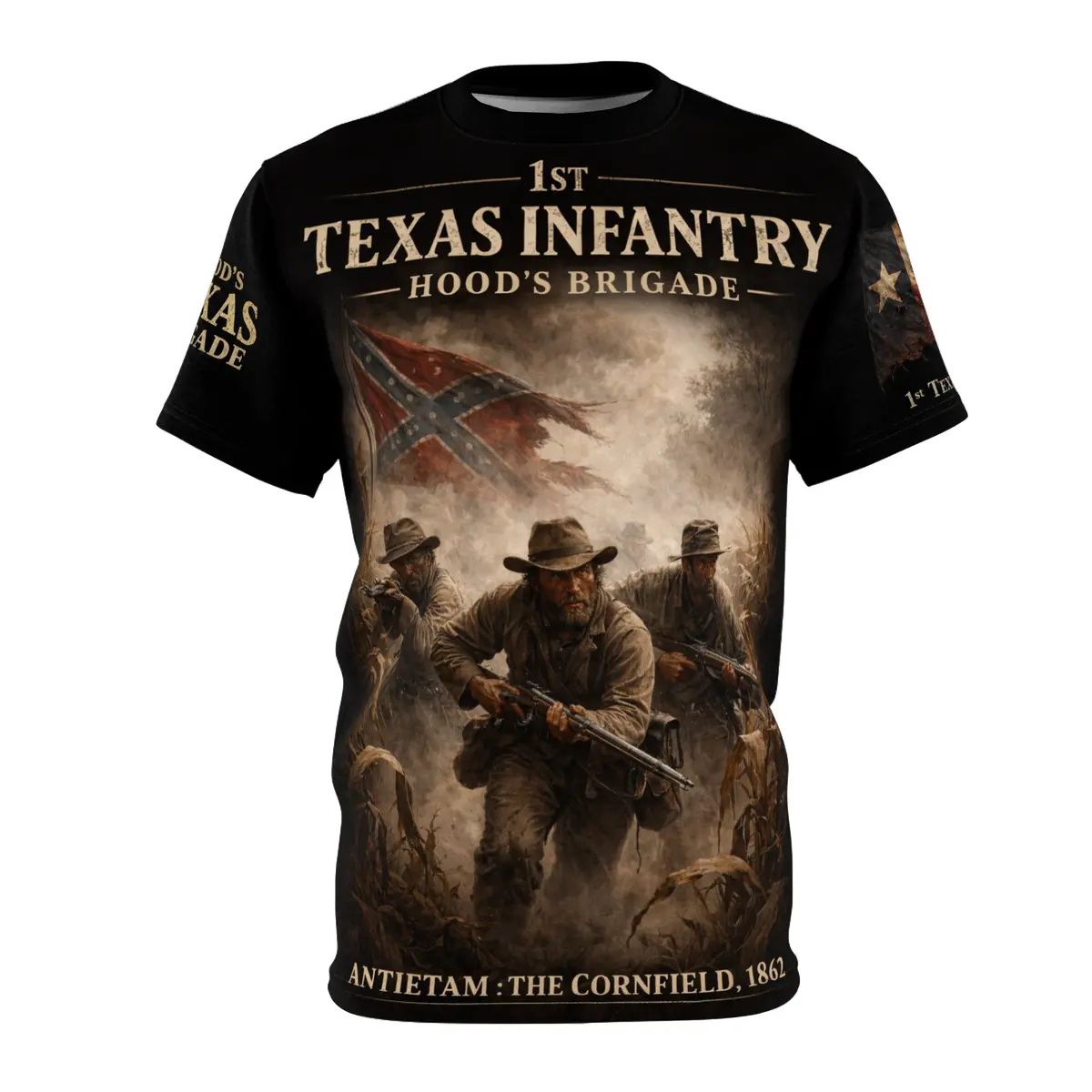 Antietam 1862 — 1St Texas Infantry Cornfield All‑Over Print Tee 1