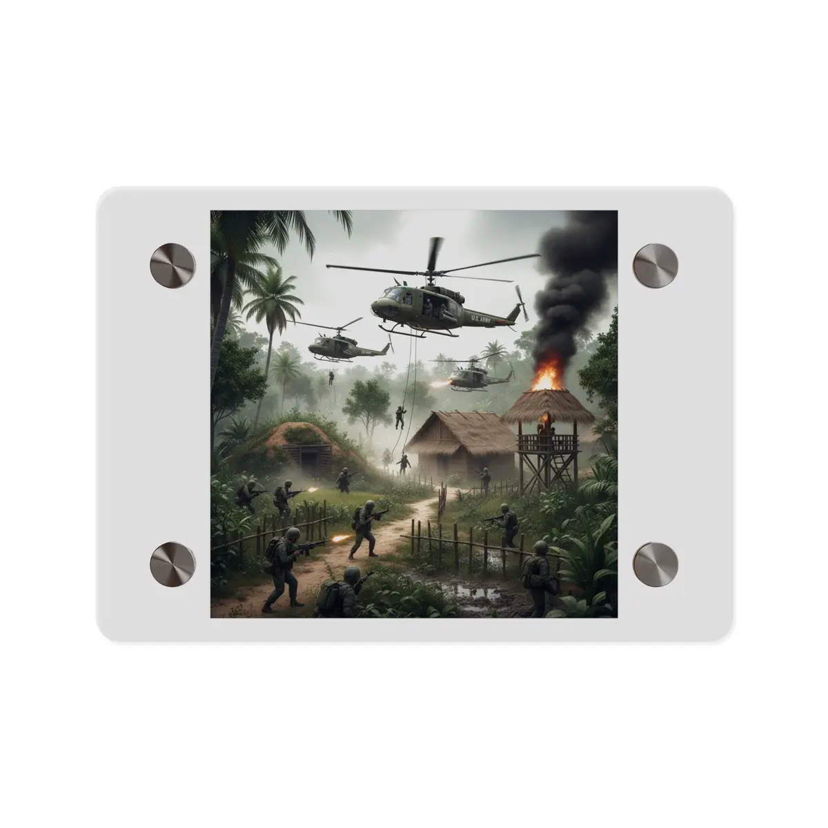 Acrylic Wall Art Panel - Vietnam Village Helicopter Assault 1