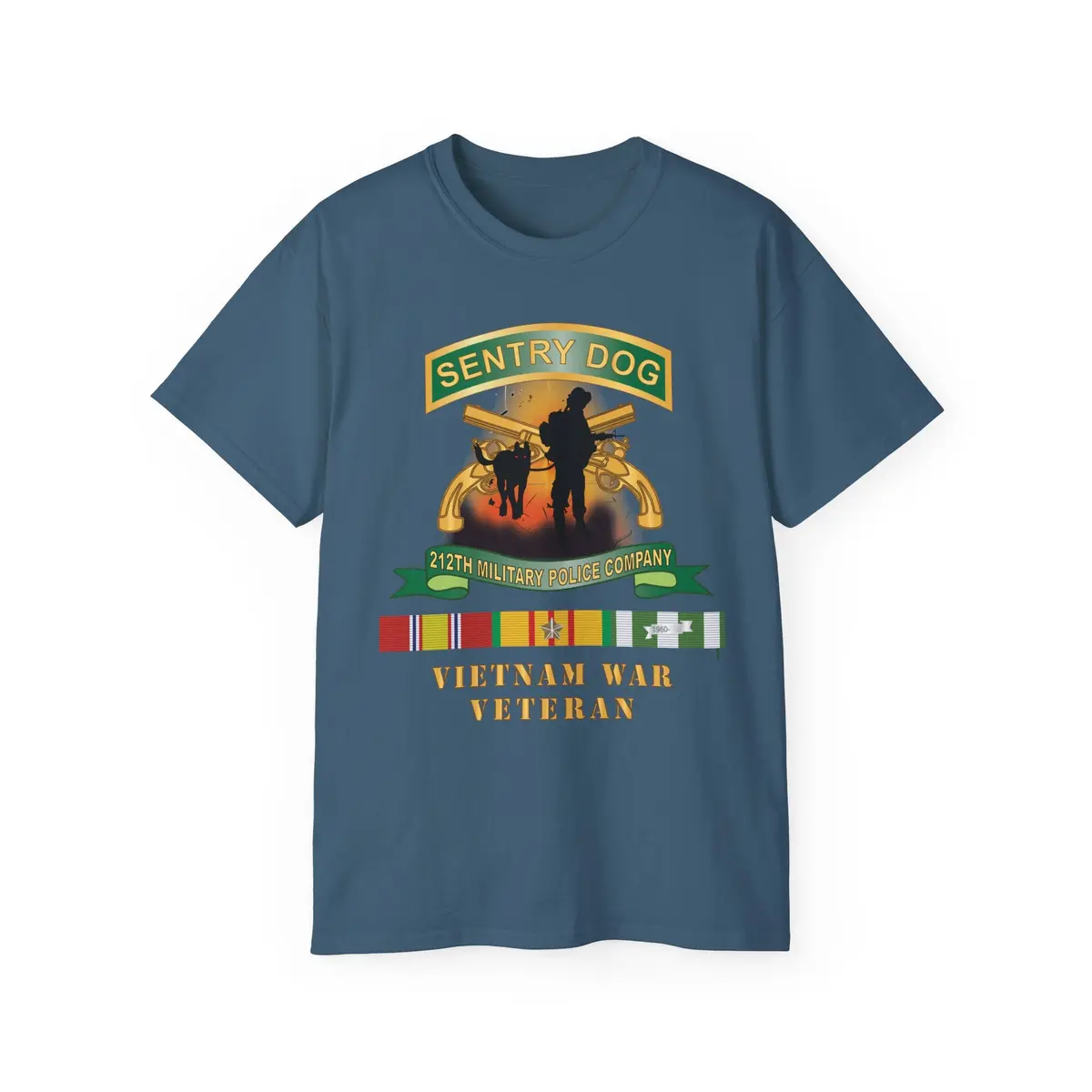 Unisex Ultra Cotton Tee - Army - Sentry Dog - 212Th Military Police Company - Dog Fire W Br - Ribbon Vietnam War Veteran W Vn Svc X 300 12