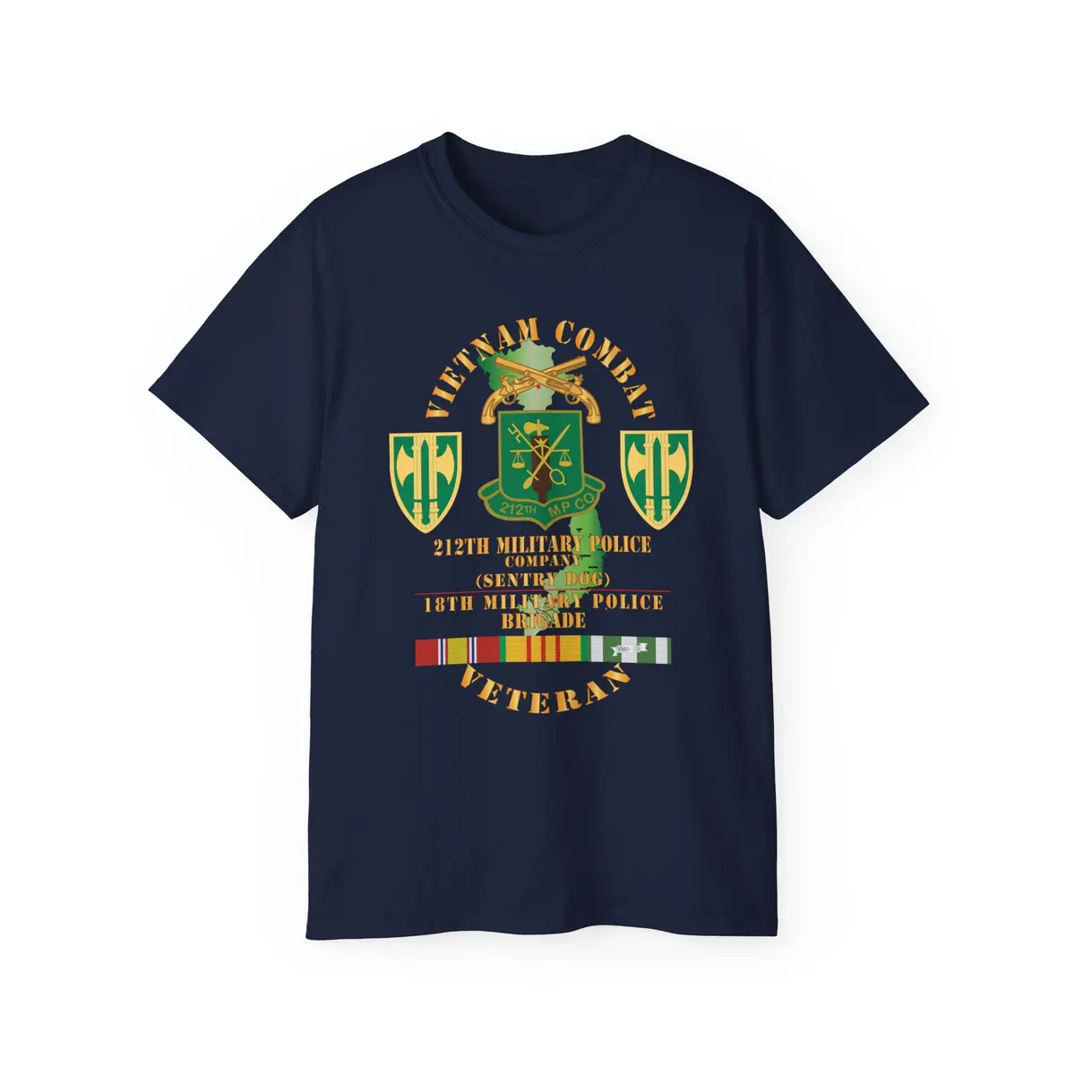 Unisex Ultra Cotton Tee - Army - Vietnam Combat Veteran W 212Th Military Police Company - 18Th Mp Bde Ssi - Vn Svc X 300 12