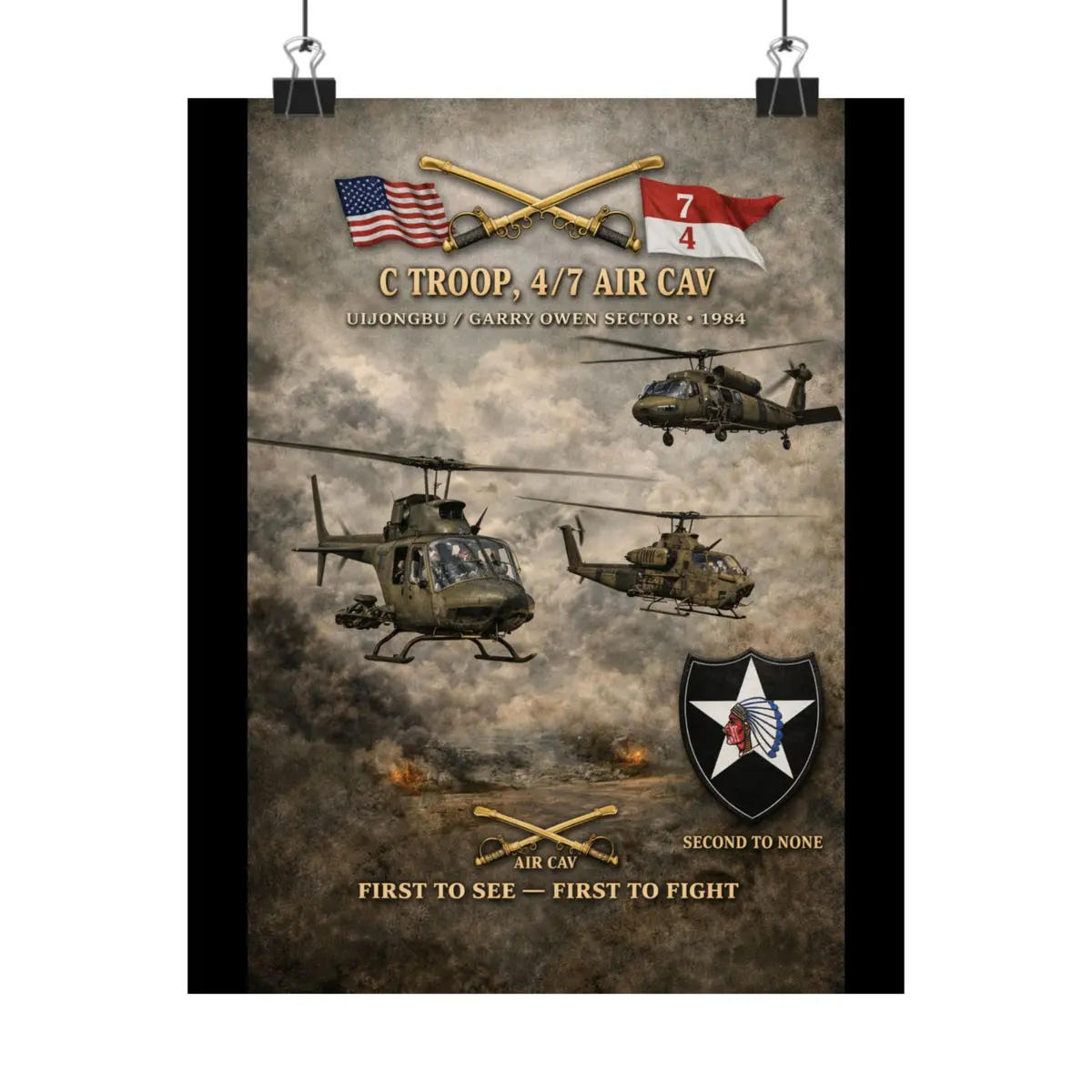 Matte Poster - Army - C Trop, 4Th Squadron, 7Th Cav - First To See, First To Fight 1