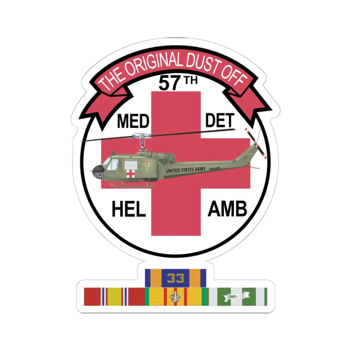 Army - Dust Off Medevac Helicopter Kiss-Cut Sticker – 'The Original Dust Off' Medical Evac Patch 7