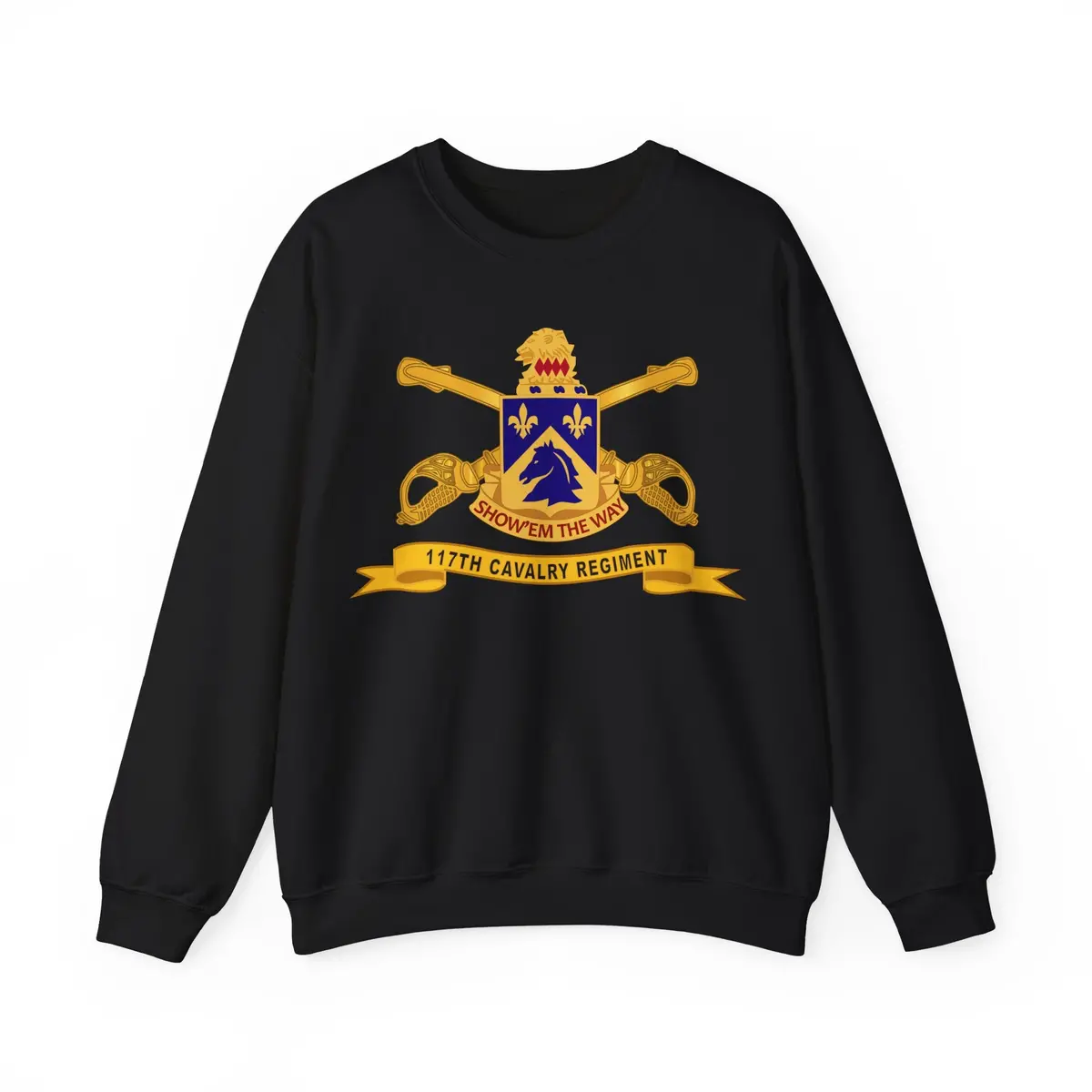 Crewneck Sweatshirt - Army - 117Th Cavalry Regiment W Br - Ribbon 4
