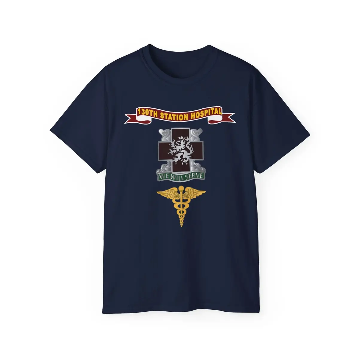 Unisex Ultra Cotton Tee - Army - 130Th Station Hospital - Ribbon - Dui - Army Medical Corps Branch X 300 5