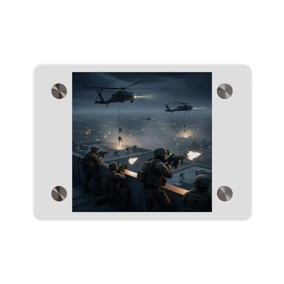 Acrylic Wall Art Panel - Night Air Assault By Army Rangers 1
