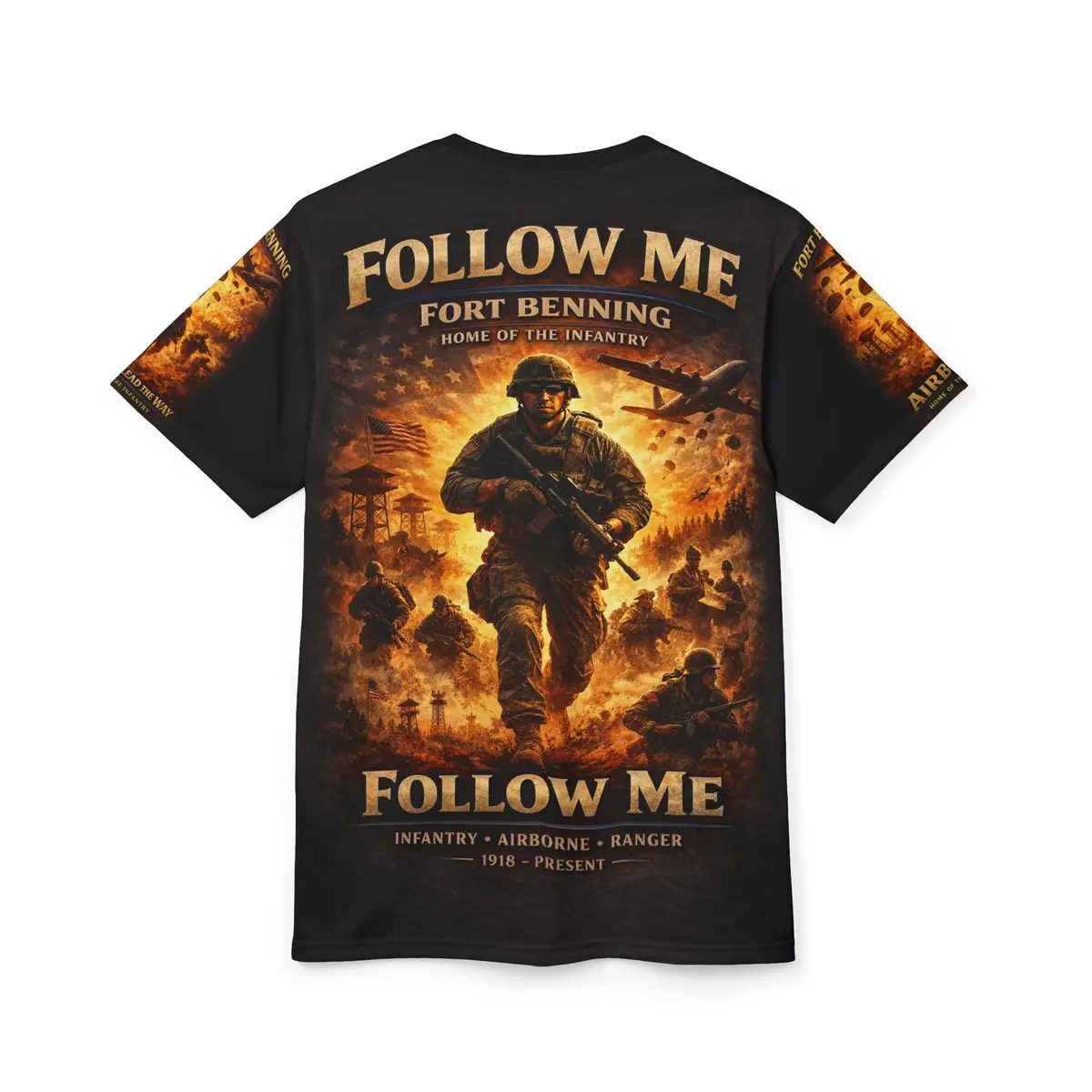 Fort Benning Infantry Tribute All‑Over Print Tee — "Follow Me, I Am The Infantry" 4