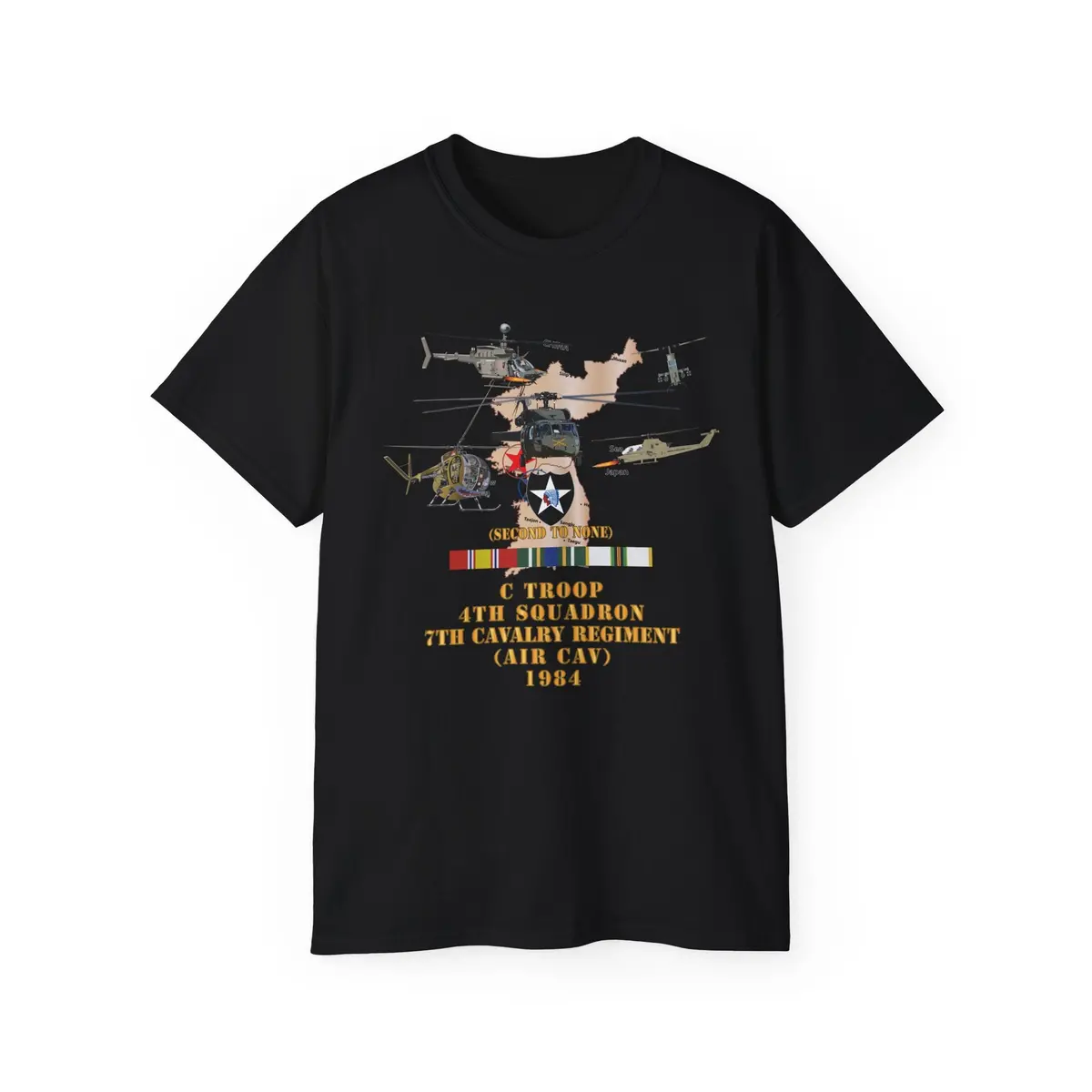 Unisex Ultra Cotton Tee - Army - Korea Map - 2Nd Infantry Div - C Trp, 4Th Sqdr, 7Th Cav (Air Cav) W Ac - Svc - T-Shirts - Classic 4