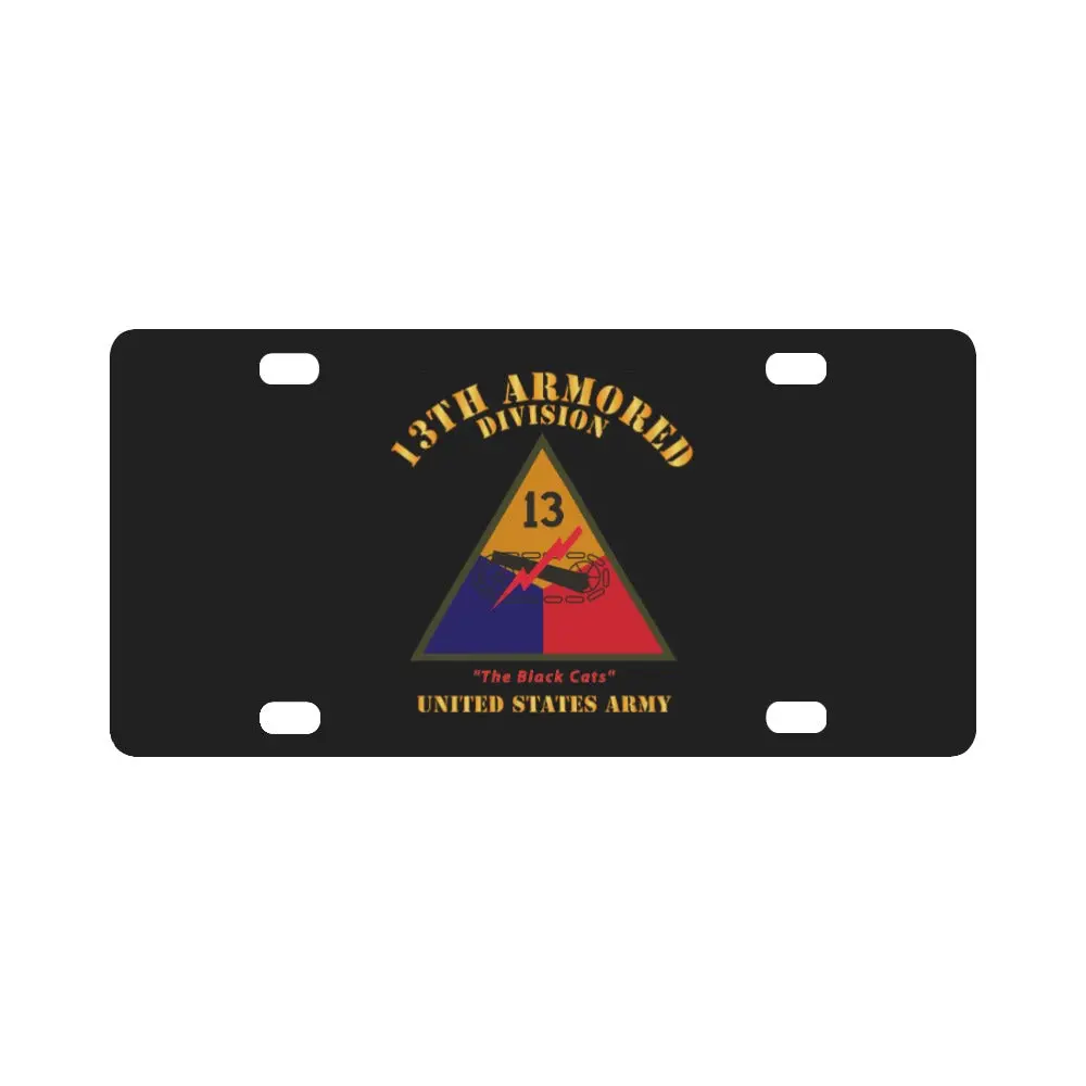 Army - Ssi - 13Th Armored Division - The Black Cats - Us Army X 300 Classic License Plate 1