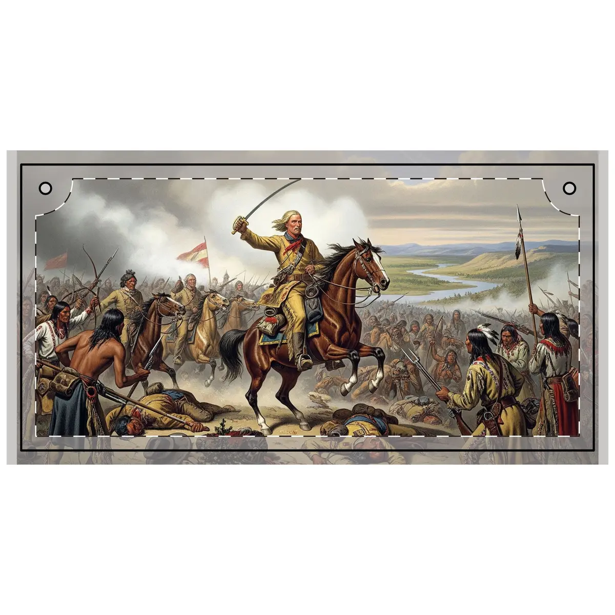 General Custer At The Battle Of Little Bighorn - Historical Wood Panel Art, Rustic Home Decor, Vintage Wall Art, Gift For History Buffs, Western Theme Decoration 1