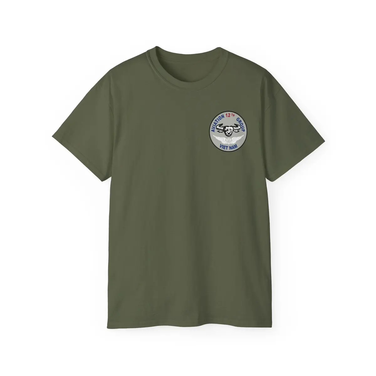 Vietnam War Aviation Veteran T-Shirt – Unisex Cotton Tee Featuring Air Crew Badges, 12th Aviation Group, 1968–1969 Service - Image 6