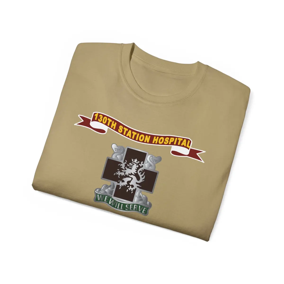 Unisex Ultra Cotton Tee - Army - 130Th Station Hospital - Ribbon - Dui - Army Medical Corps Branch X 300 15