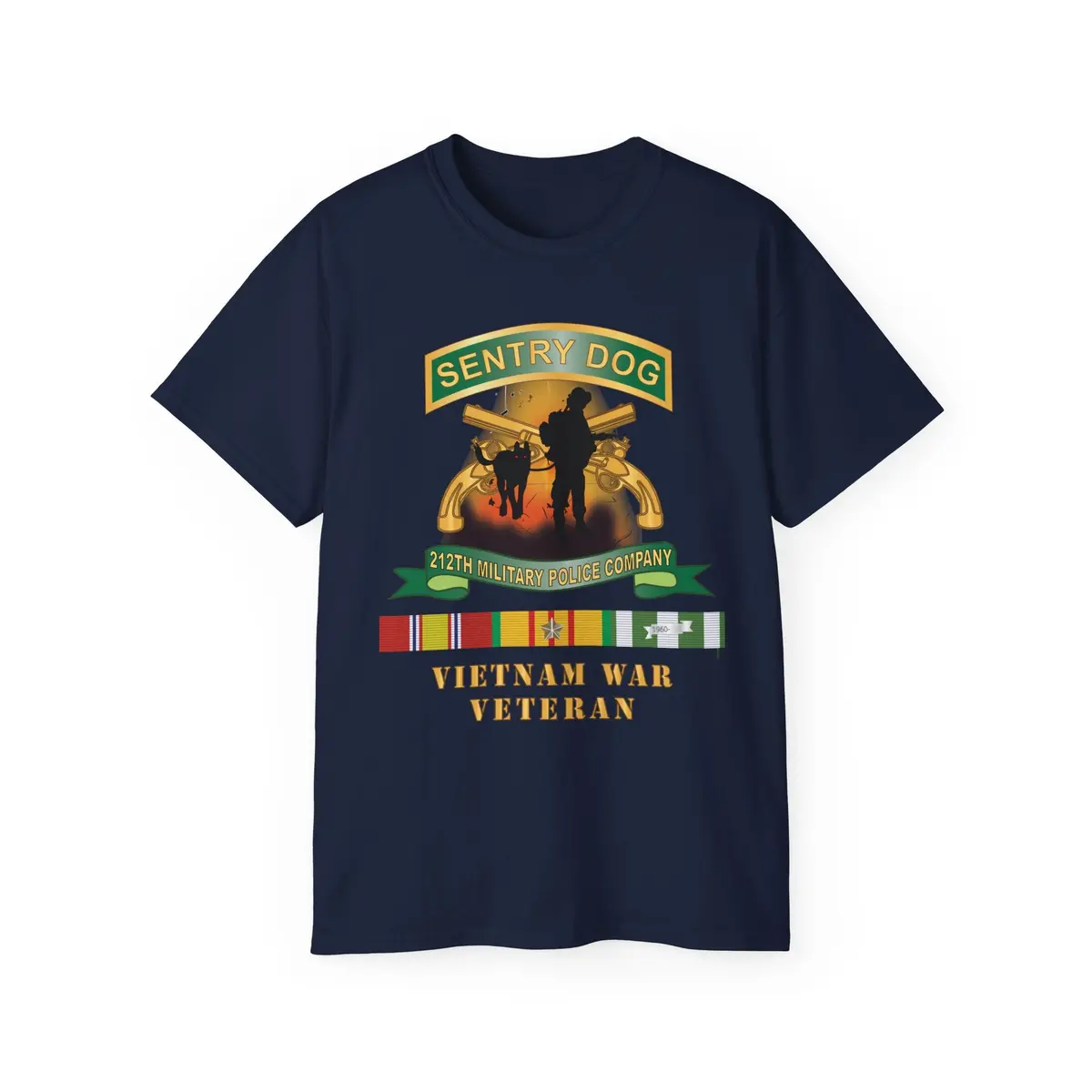 Unisex Ultra Cotton Tee - Army - Sentry Dog - 212Th Military Police Company - Dog Fire W Br - Ribbon Vietnam War Veteran W Vn Svc X 300 12
