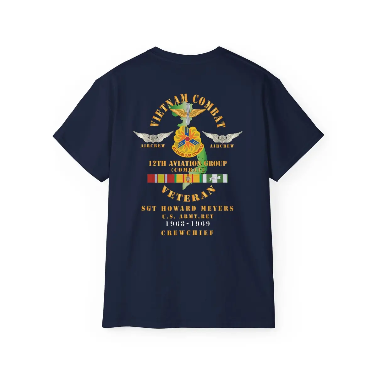 Unisex Ultra Cotton Tee - Vietnam Combat Aviation Vet W Air Crew Badges - 12Th Aviation Group - Vietnam - Ssi - Sgt Howard Meyers - 1968-1969 Svc X 300 47