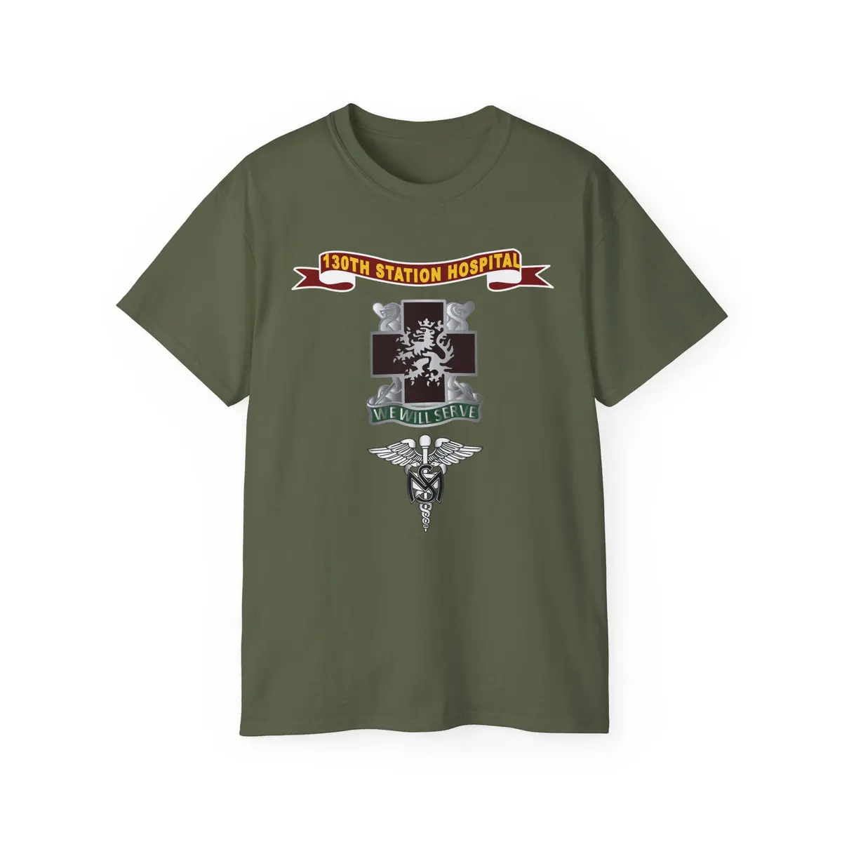 Unisex Ultra Cotton Tee - Army - 130Th Station Hospital - Ribbon - Dui - Army Medical Service Corps Branch X 300 6