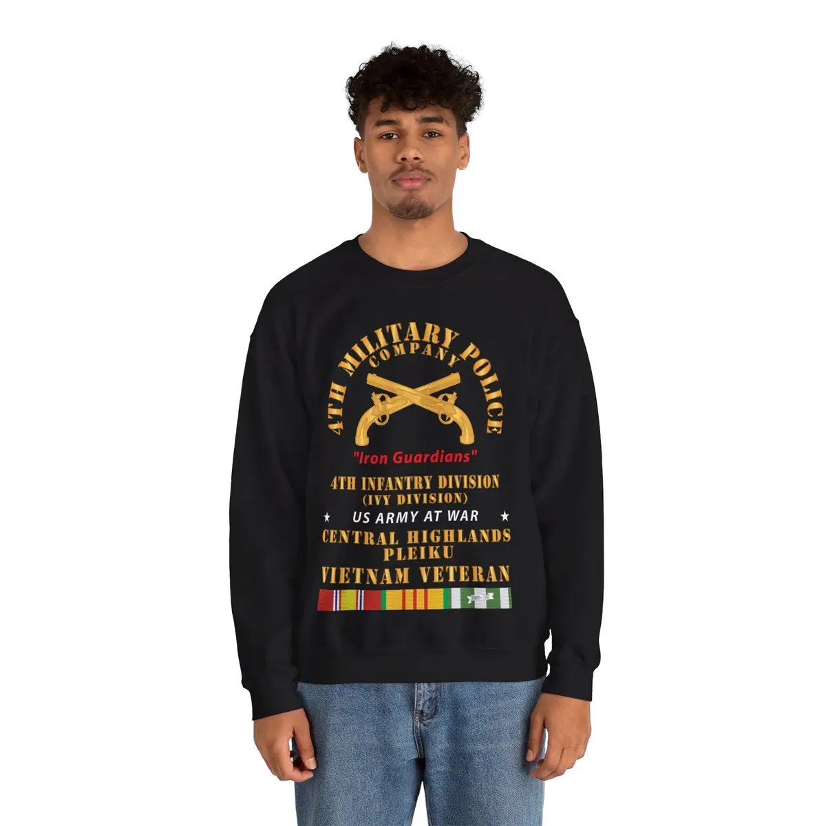 Crewneck Sweatshirt - Army - 4Th Military Police Co, - Iron Guardians - 4Th Infantry Div - Vietnam Veteran W Vn Service X 300 4