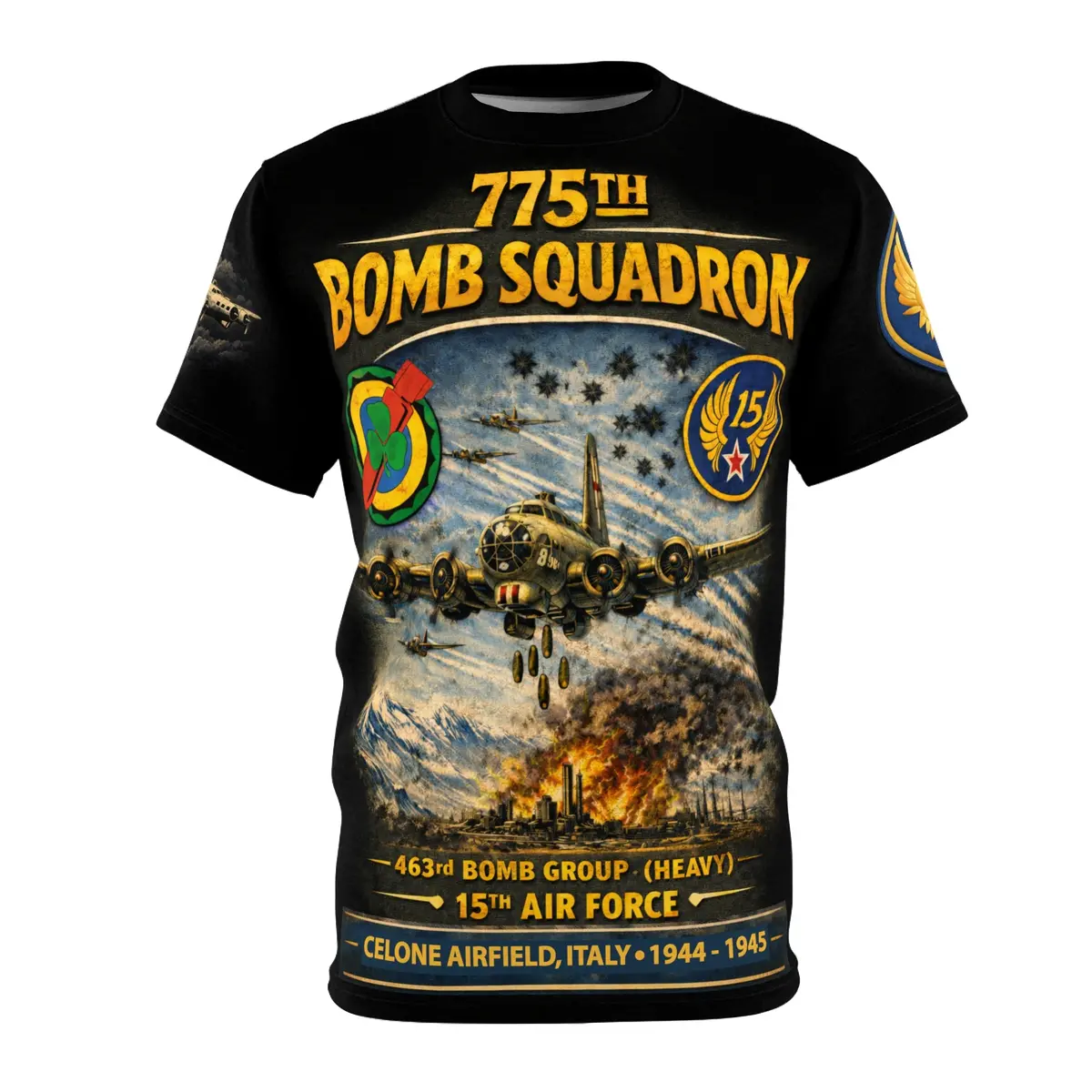 Wwii 775Th Bomb Squadron 'On Mission' All-Over Print Tee - Celone Airfield 1