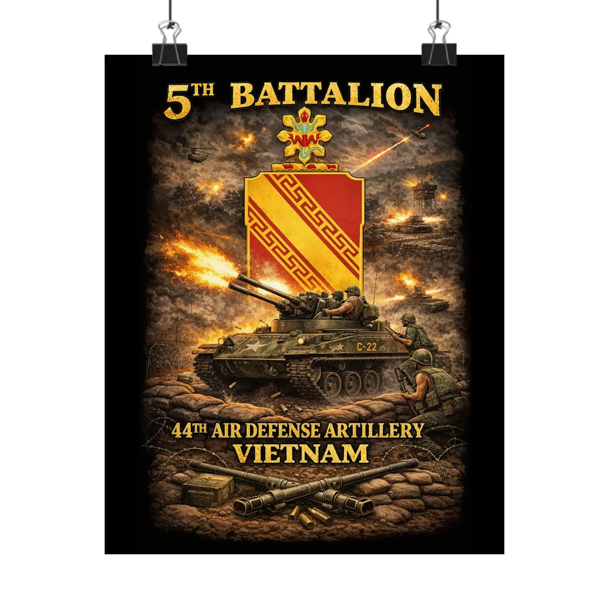 Matte Poster - 5Th Bn, 44Th Air Defense Artillery - Duster - Vietnam 1
