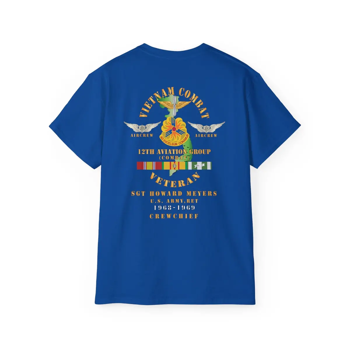 Unisex Ultra Cotton Tee - Vietnam Combat Aviation Vet W Air Crew Badges - 12Th Aviation Group - Vietnam - Ssi - Sgt Howard Meyers - 1968-1969 Svc X 300 44