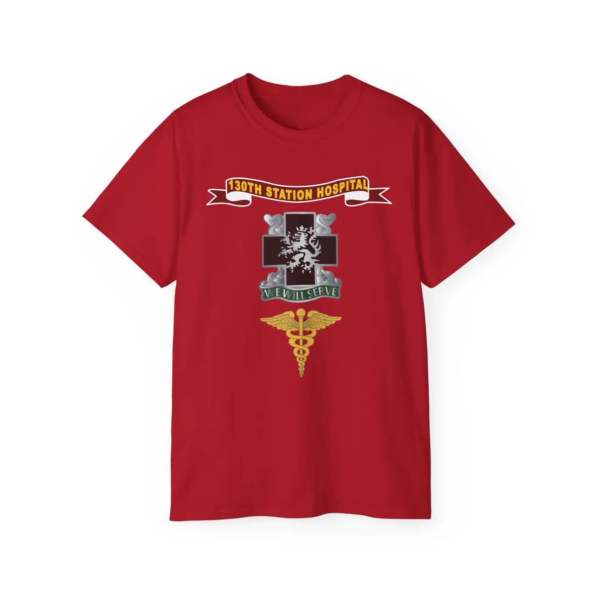 Unisex Ultra Cotton Tee - Army - 130Th Station Hospital - Ribbon - Dui - Army Medical Corps Branch X 300 6