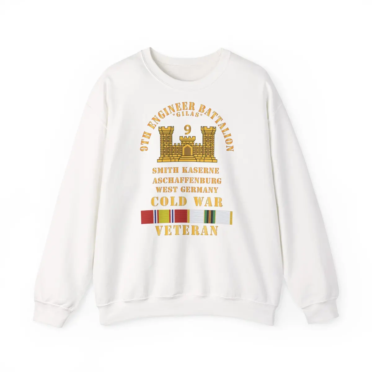 Unisex Heavy Blend™ Crewneck Sweatshirt - Army - 9Th Engineer Battalion -Gilas W Br - Num, Aschaffenburg West Germany Cold Svc 3