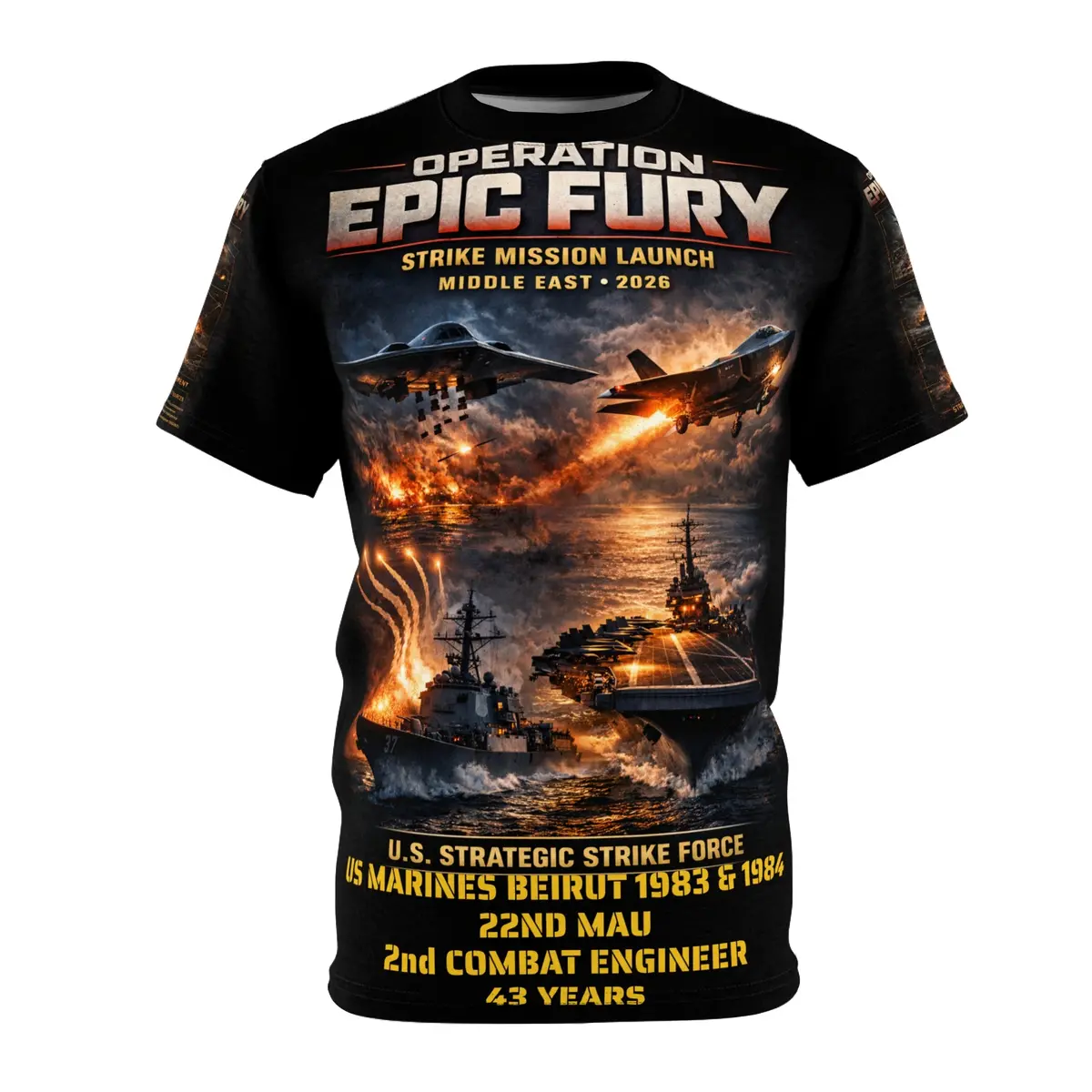Operation Epic Fury Tribute Tee — Us Strike Against Iran Strategic Strike Campaign - Us Marines -Beirut 1983 & 1984 1