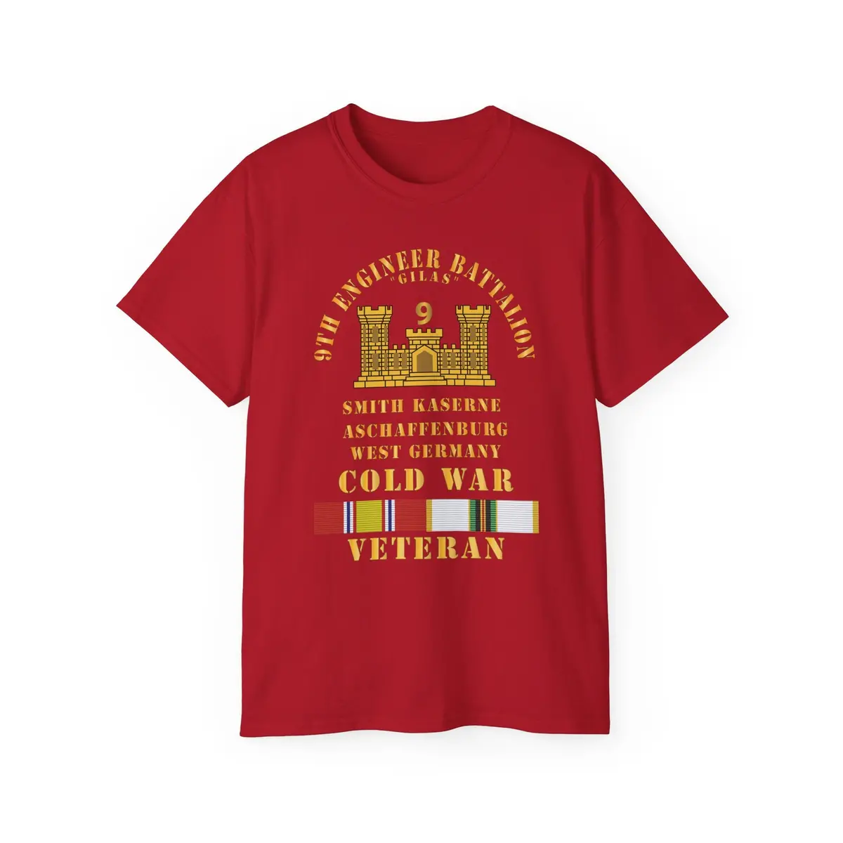 Unisex Ultra Cotton Tee - Army - 9Th Engineer Battalion -Gilas W Br - Num, Aschaffenburg West Germany Cold Svc X 300 6