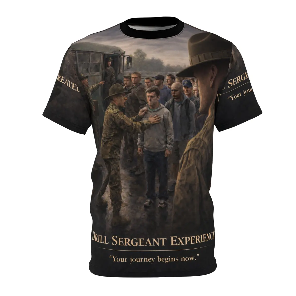 Drill Sergeant All-Over Print Tee — "Turning Civilians Into Soldiers" Basic Training 1