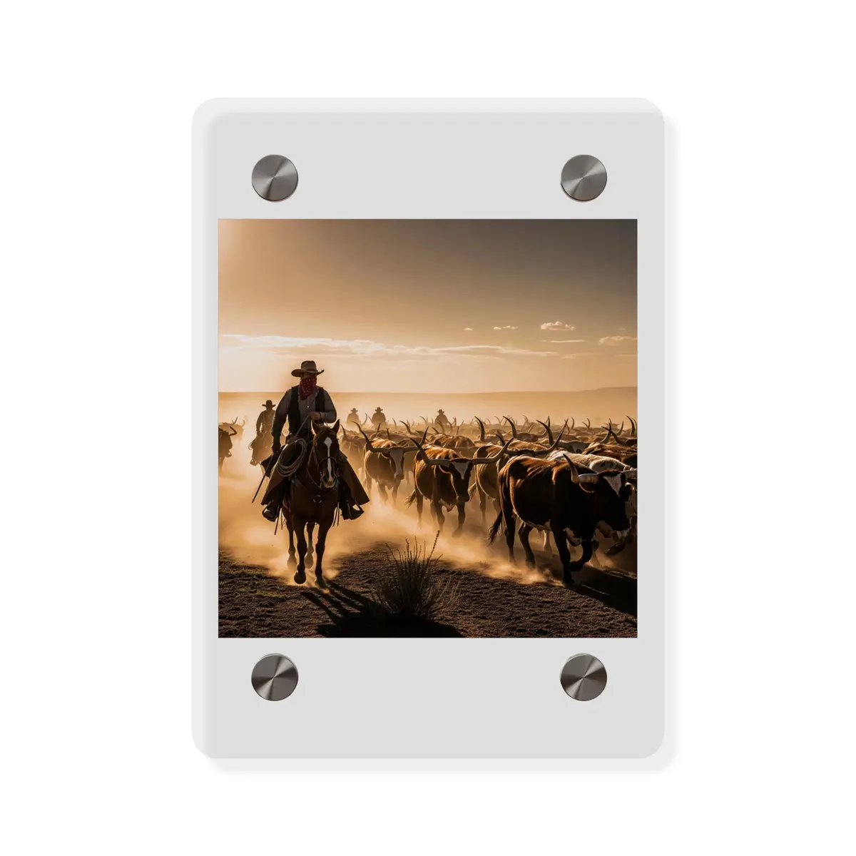 Acrylic Wall Art Panel - Dirty, Dusty Cattle Drive In The Old West 5