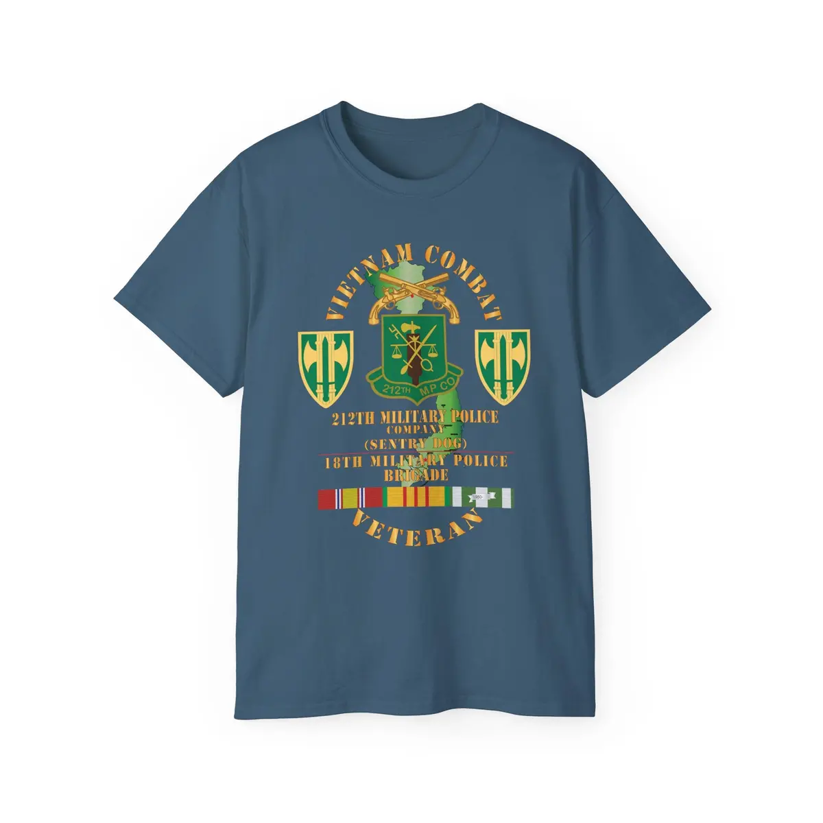 Unisex Ultra Cotton Tee - Army - Vietnam Combat Veteran W 212Th Military Police Company - 18Th Mp Bde Ssi - Vn Svc X 300 12