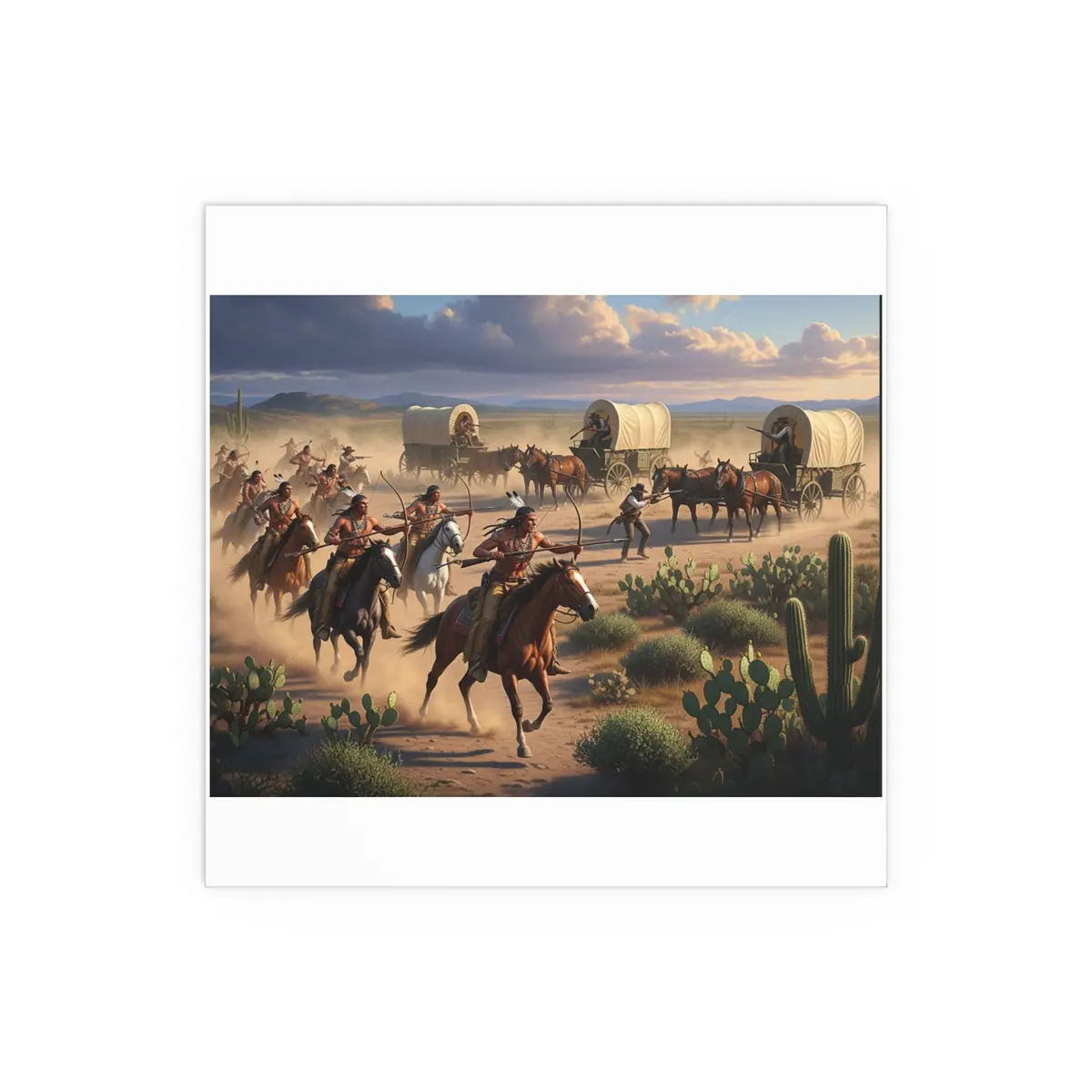 Indoor And Outdoor Silk Posters - Apache Indians Attacking A Wagon Train 6