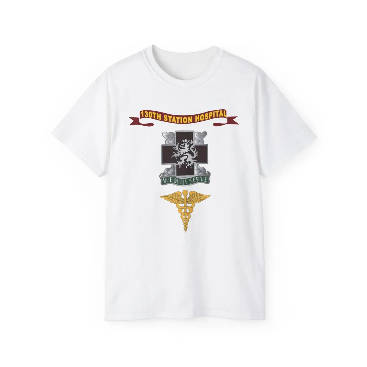 Unisex Ultra Cotton Tee - Army - 130Th Station Hospital - Ribbon - Dui - Army Medical Corps Branch X 300 3