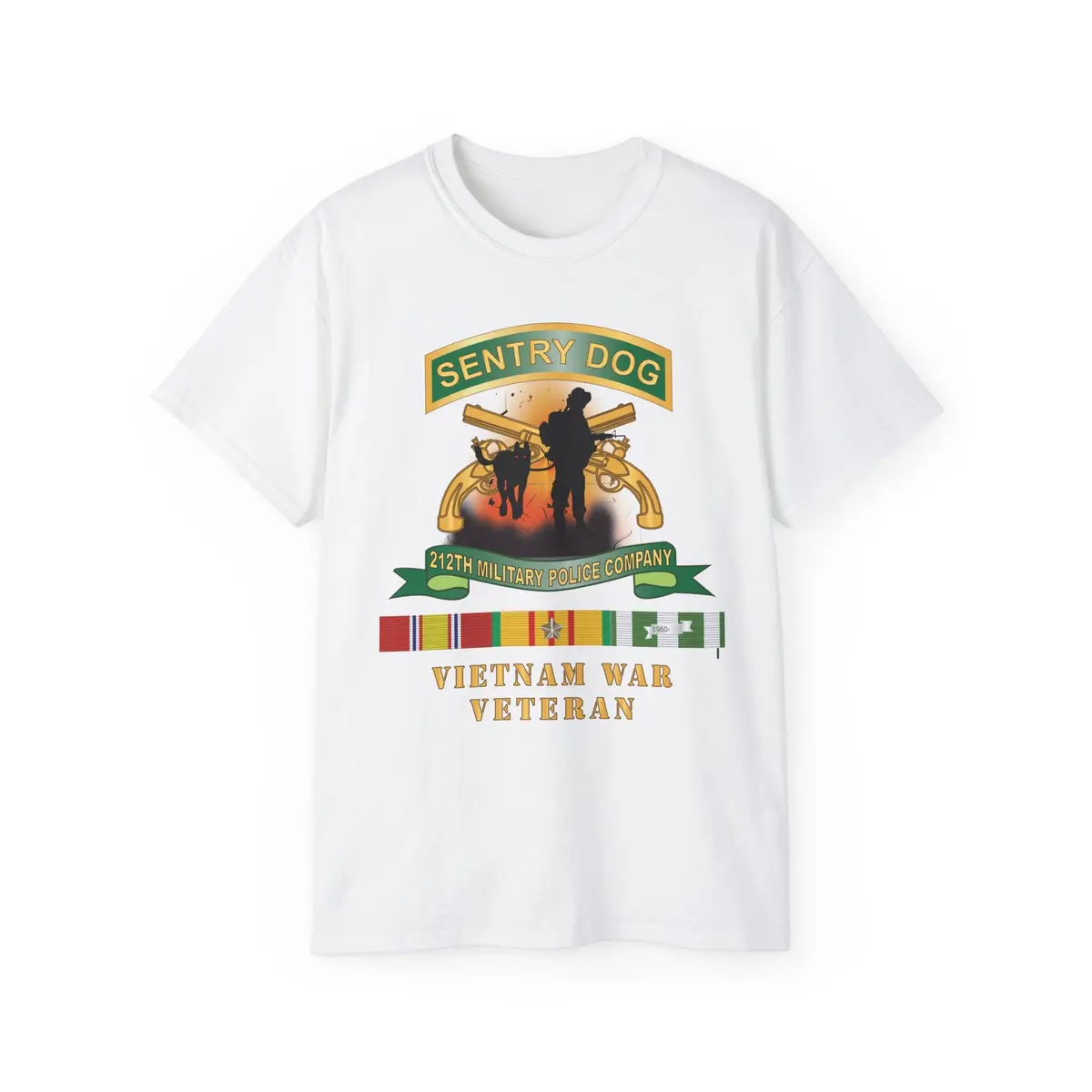 Unisex Ultra Cotton Tee - Army - Sentry Dog - 212Th Military Police Company - Dog Fire W Br - Ribbon Vietnam War Veteran W Vn Svc X 300 9