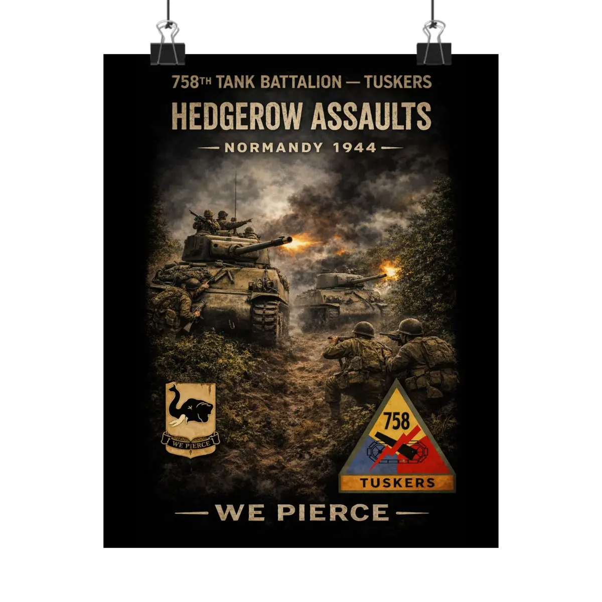 Matte Poster - 758Th Tank Battalion - Tuskers In The Hedgerow Assault, 1944 1