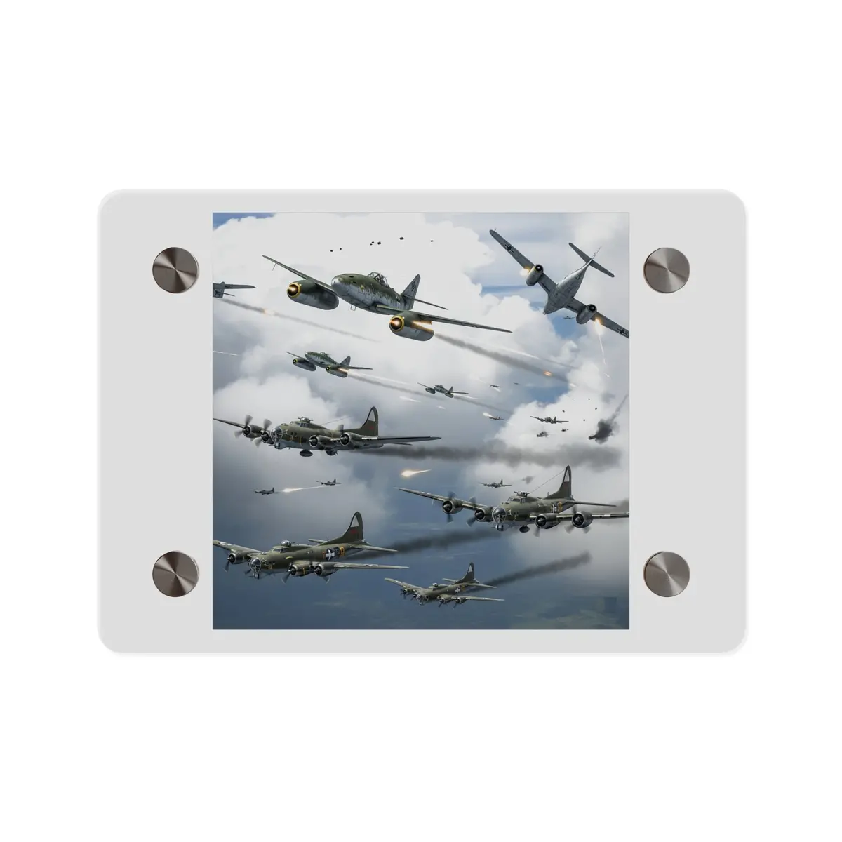 Acrylic Wall Art Panel - German Jet Fighters Attacking Us Bombing Formations 1