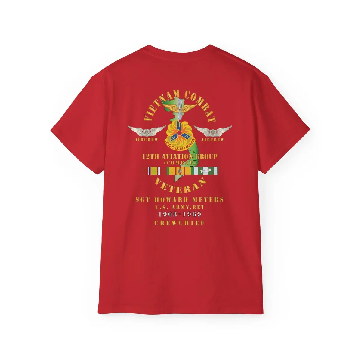 Unisex Ultra Cotton Tee - Vietnam Combat Aviation Vet W Air Crew Badges - 12Th Aviation Group - Vietnam - Ssi - Sgt Howard Meyers - 1968-1969 Svc X 300 50