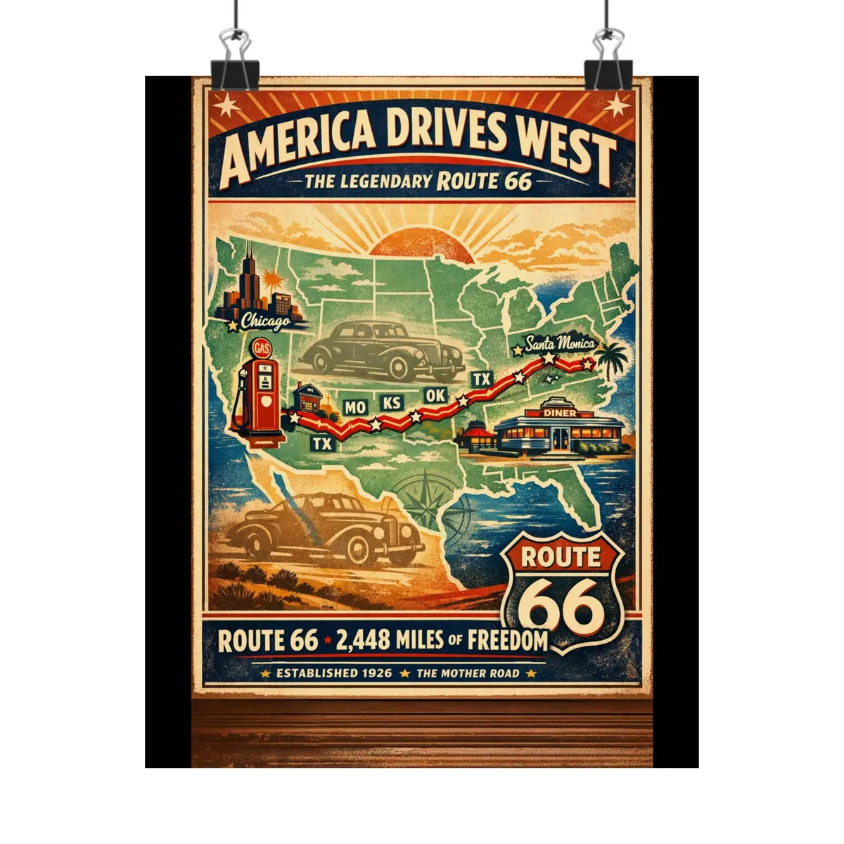 Matte Poster - Route 66 - America Drives West 1
