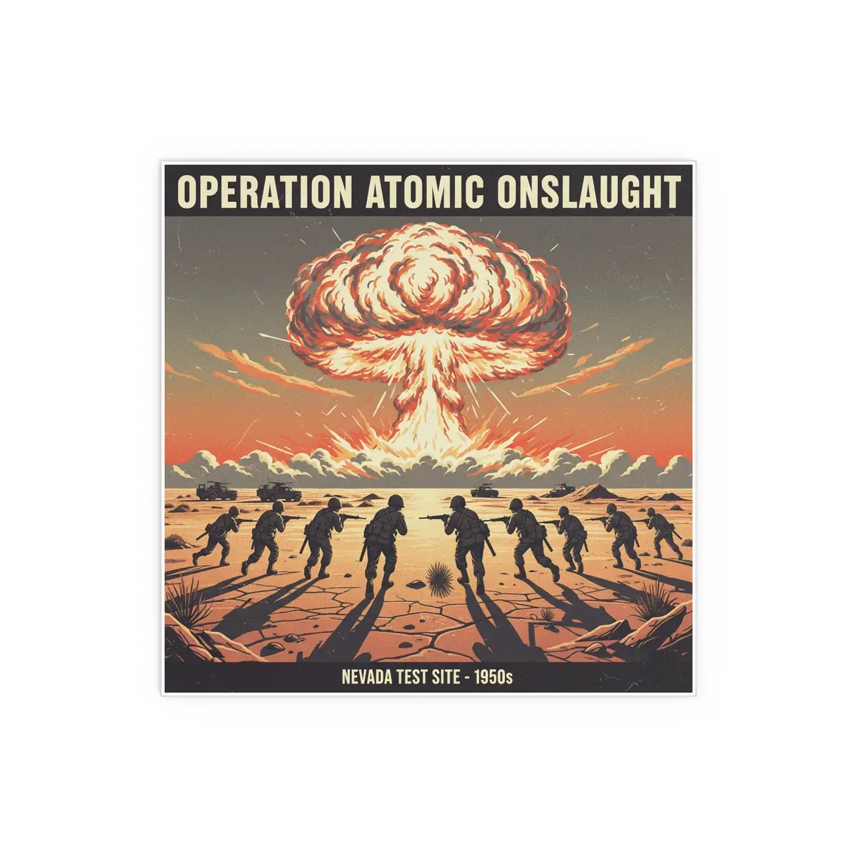 Indoor And Outdoor Silk Posters - Atomic Testing In Nevada Desert Operation Fury - Toward The Attack 6