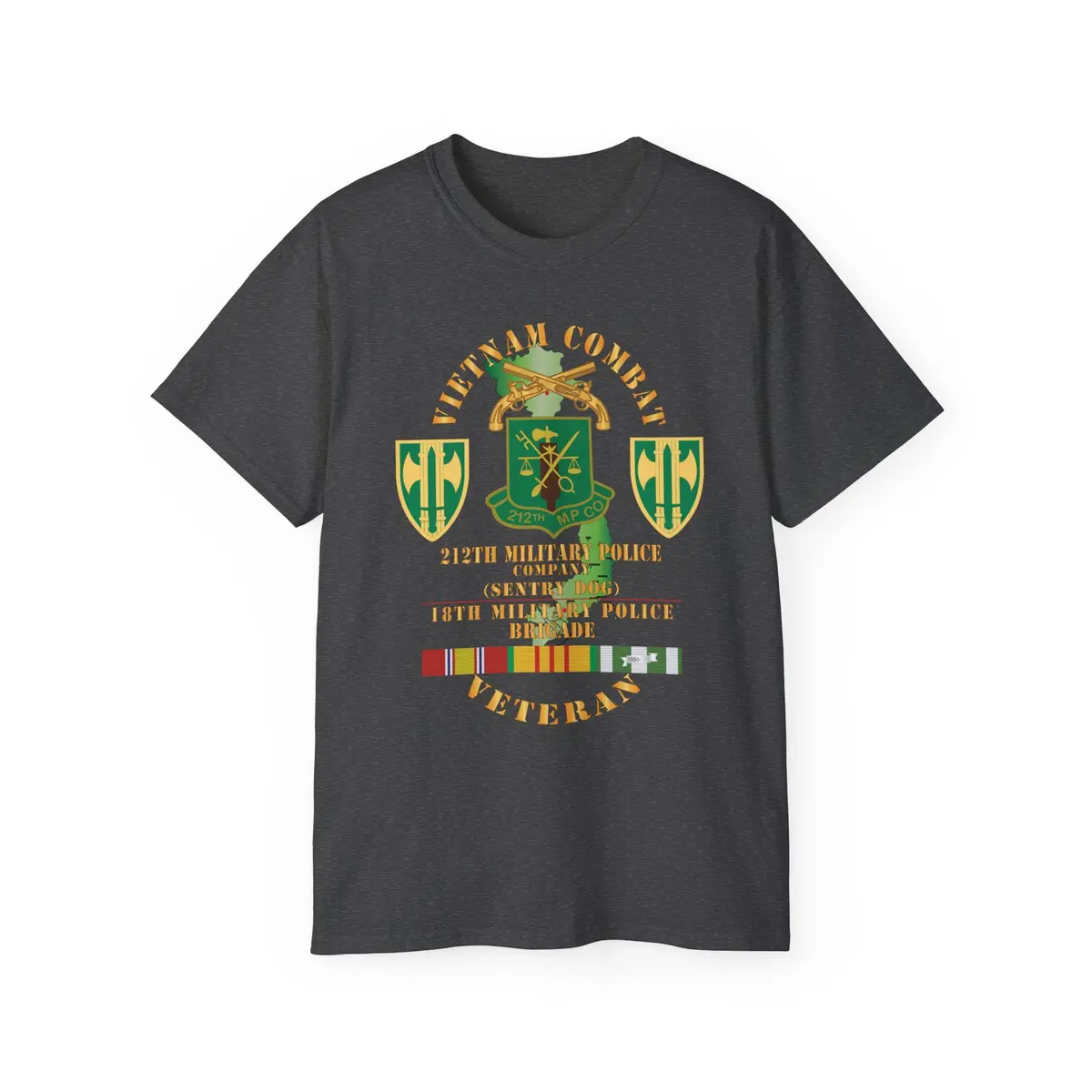 Unisex Ultra Cotton Tee - Army - Vietnam Combat Veteran W 212Th Military Police Company - 18Th Mp Bde Ssi - Vn Svc X 300 8