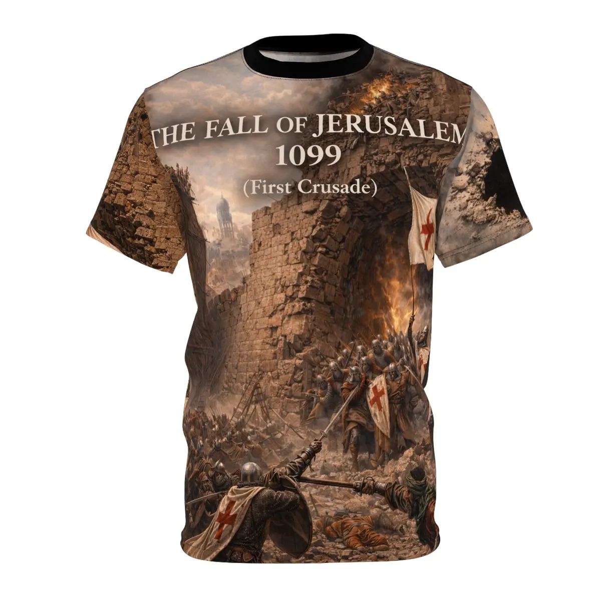 All-Over Print Tee — "The Fall Of Jerusalem 1099" First Crusade Design 1
