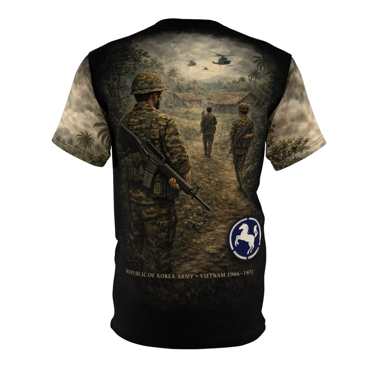 White Horse Division (9Th Infantry) All-Over Print Tee — Vietnam War Rok Tribute 3