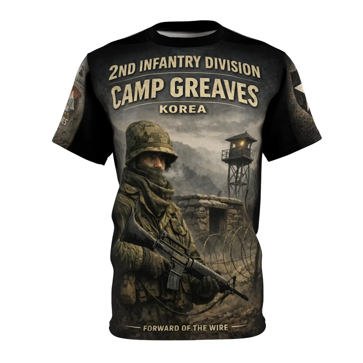 Camp Greaves Korea All-Over Print Tee — "Guarding The Dmz Border" 1