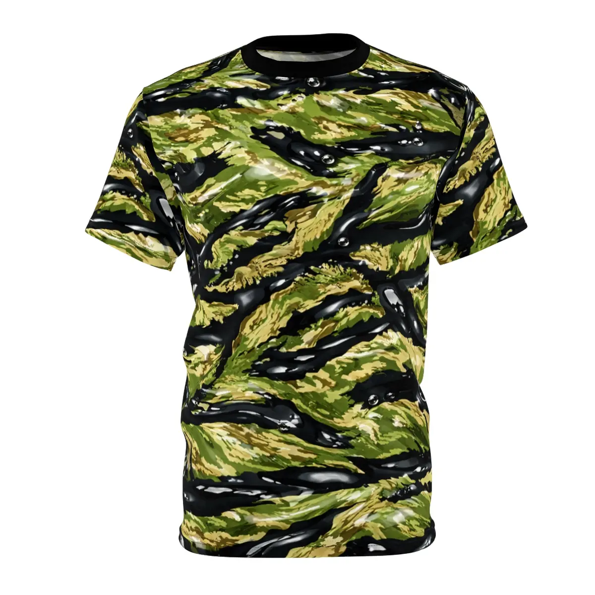 Unisex Cut & Sew Tee (Aop) - Vietnam Tiger Stripe Hydrographic Pattern 1